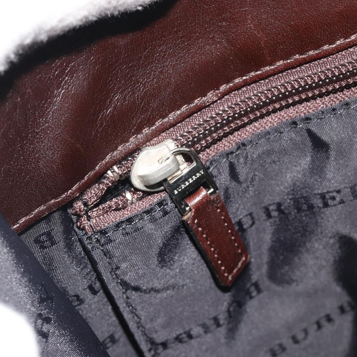 BURBERRY Nova Check Hand Bag Canvas Beige Silver Auth 198650