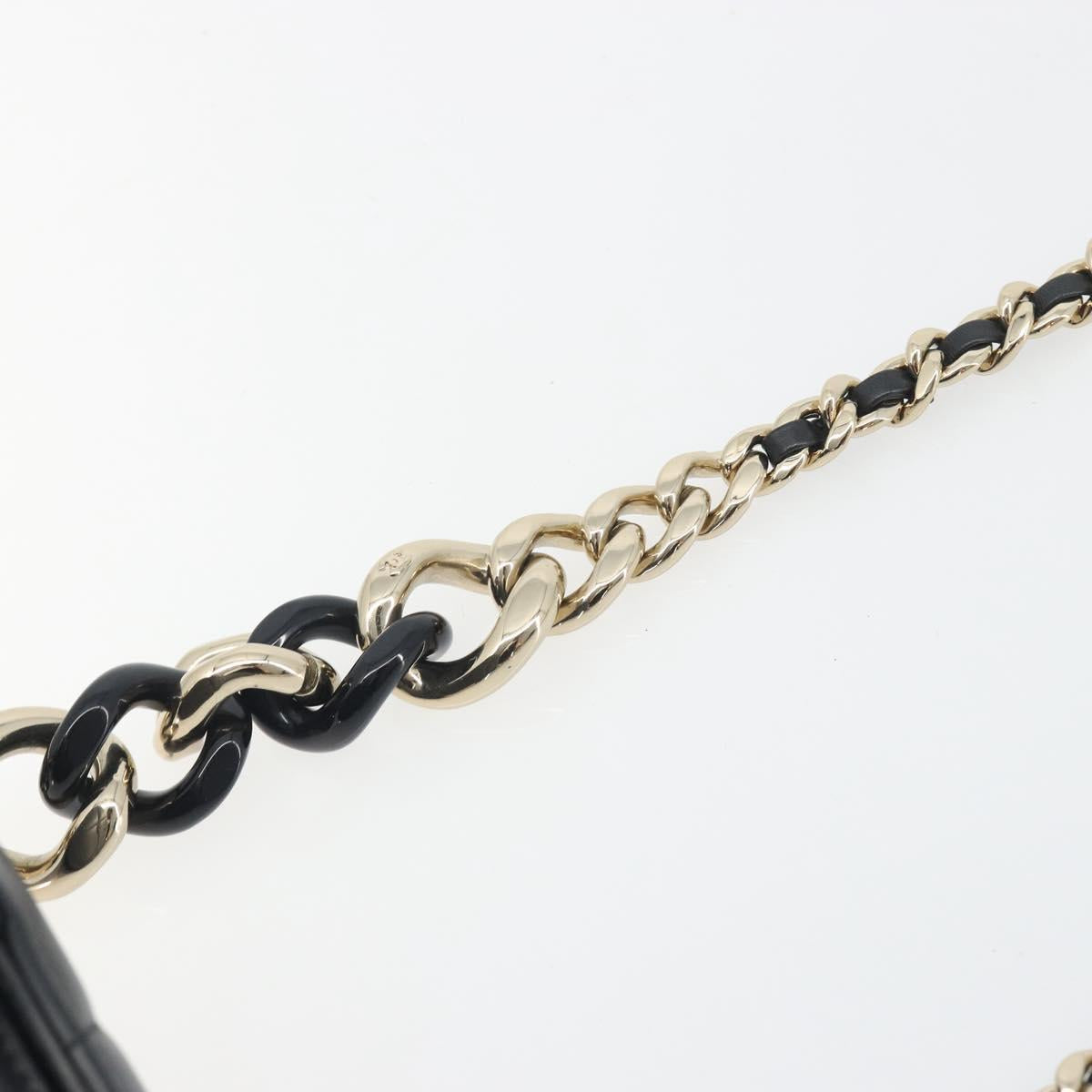 CHANEL Matelasse Chain Shoulder Vanity Bag Lamb Skin Black CC Auth 198651SAM