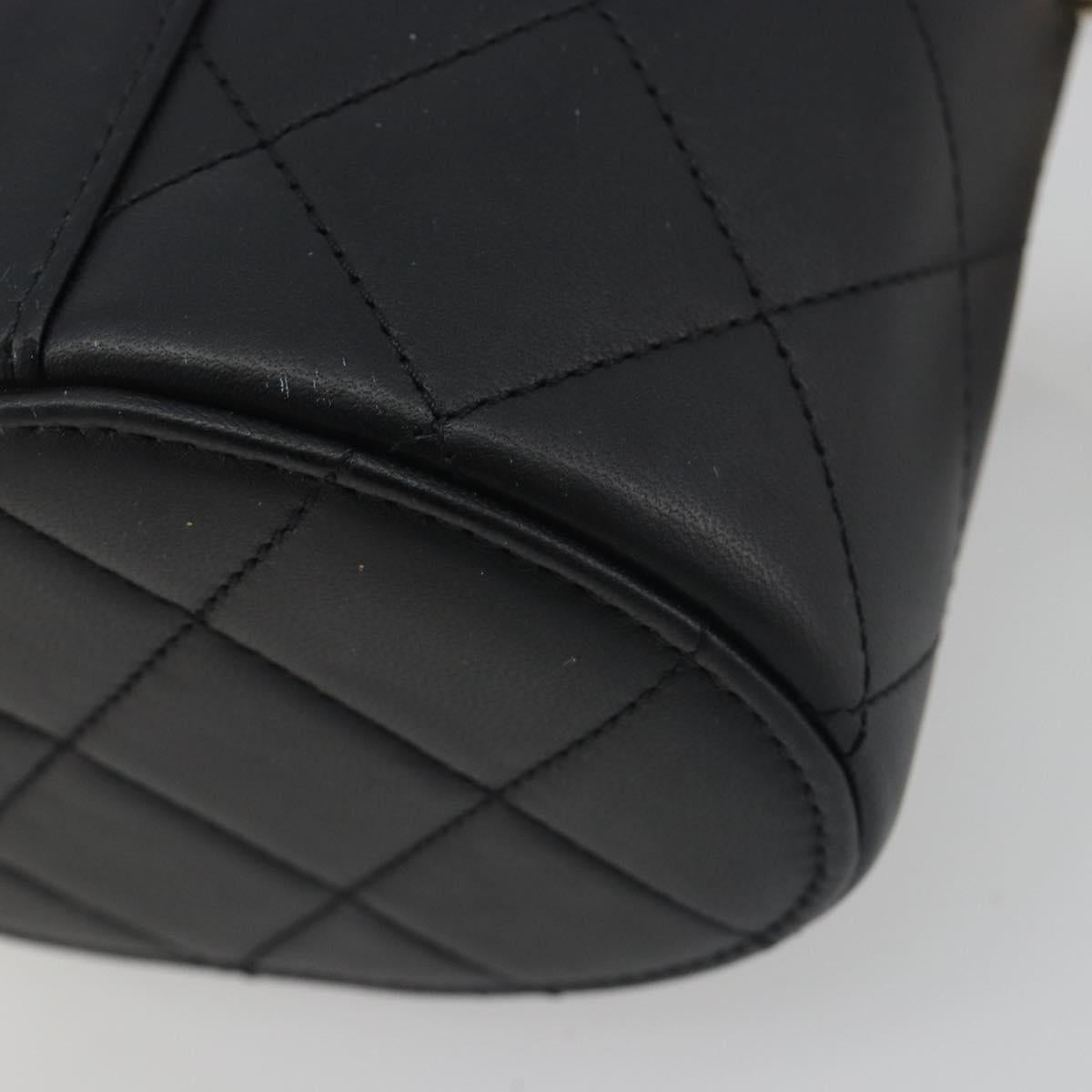 CHANEL Matelasse Chain Shoulder Vanity Bag Lamb Skin Black CC Auth 198651SAM