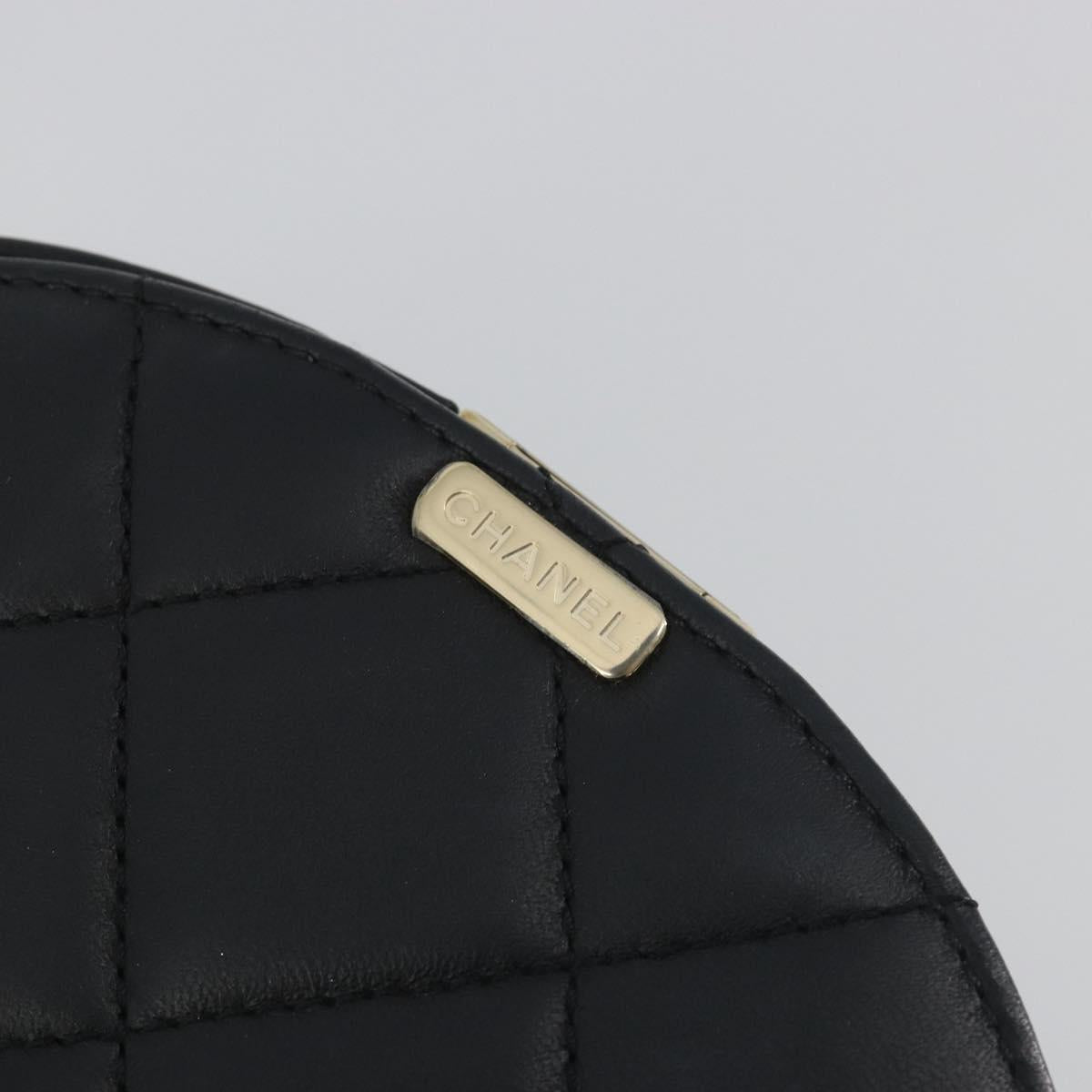 CHANEL Matelasse Chain Shoulder Vanity Bag Lamb Skin Black CC Auth 198651SAM