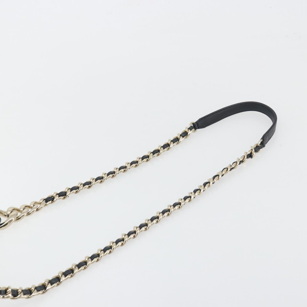 CHANEL Matelasse Chain Shoulder Vanity Bag Lamb Skin Black CC Auth 198651SAM