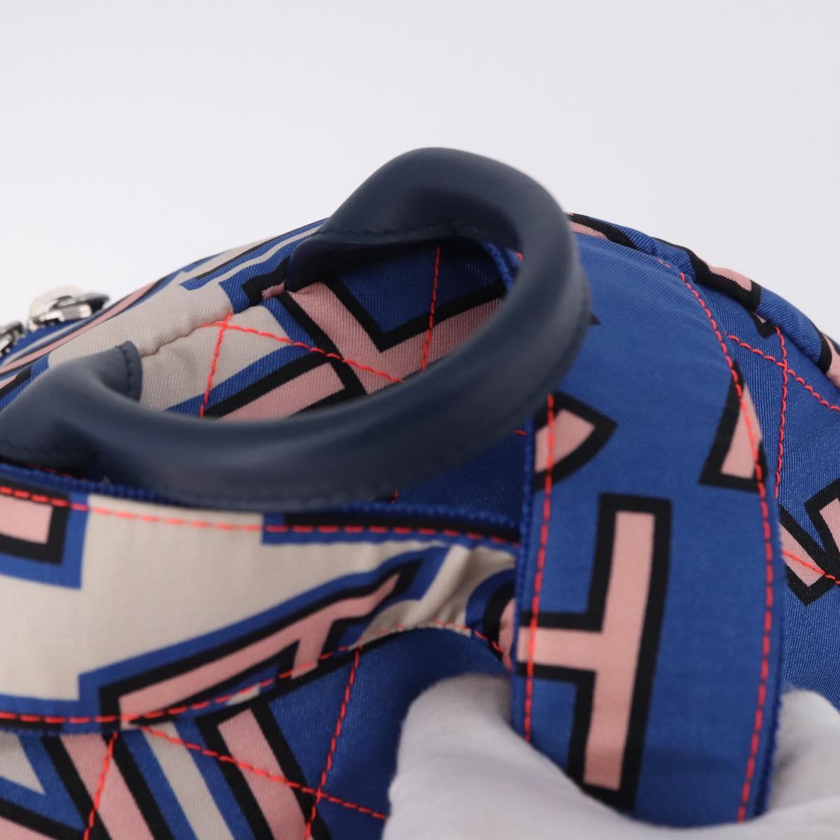 CHANEL Matelasse Backpack Nylon Blue Silver CC Auth 198652M