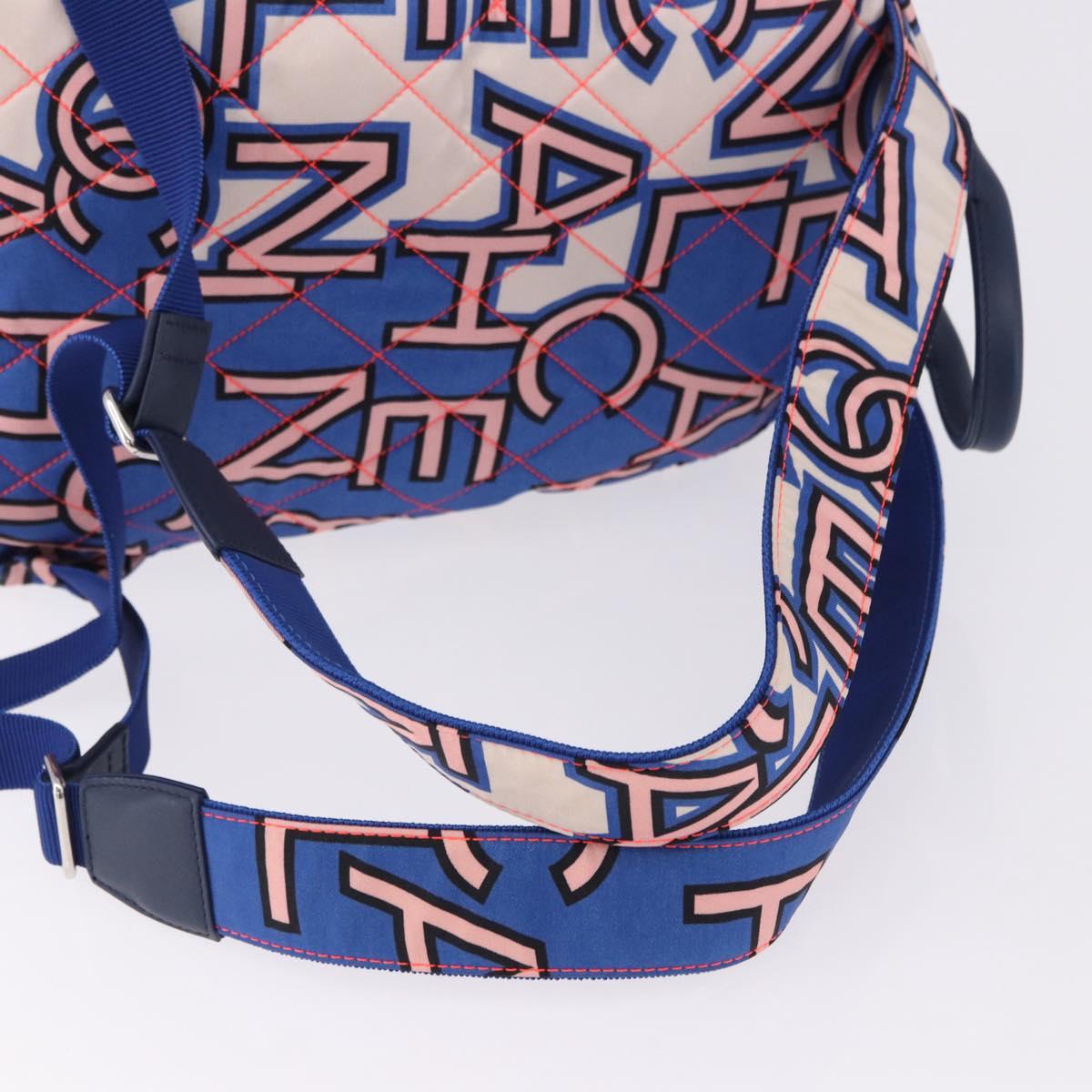 CHANEL Matelasse Backpack Nylon Blue Silver CC Auth 198652M
