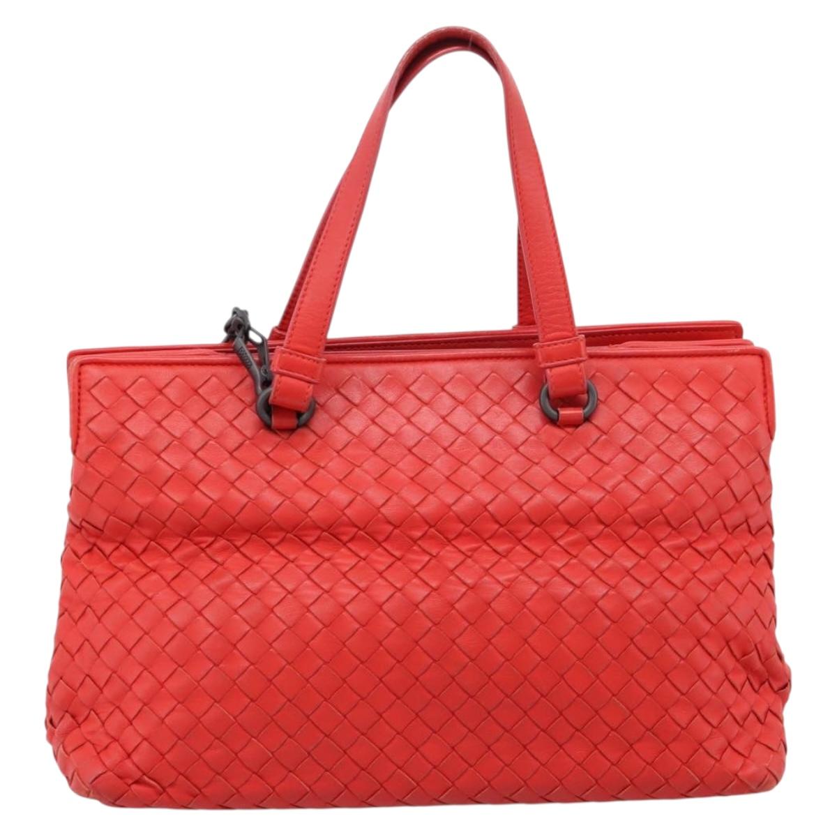 BOTTEGA VENETA INTRECCIATO Hand Bag 2way Red Auth 198653A