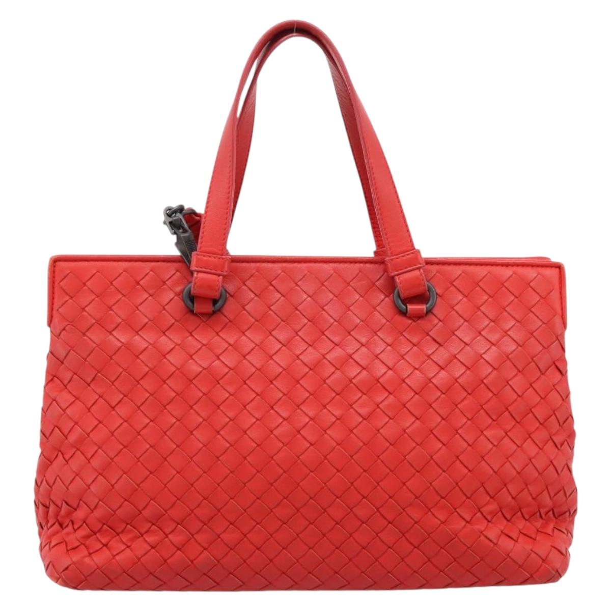 BOTTEGA VENETA INTRECCIATO Hand Bag 2way Red Auth 198653A