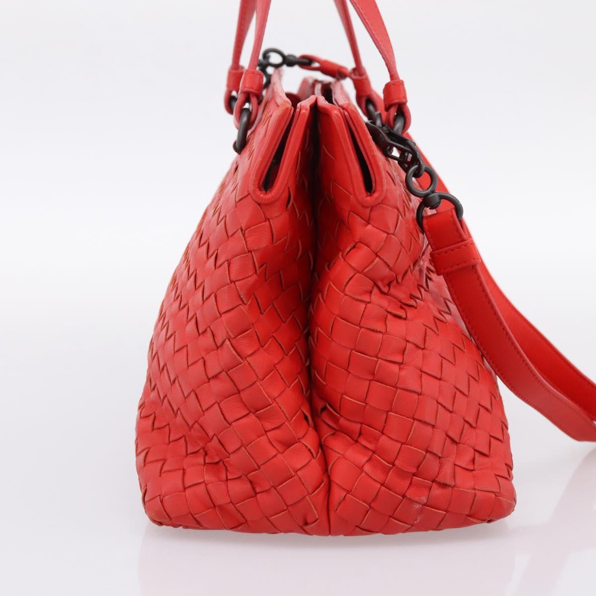 BOTTEGA VENETA INTRECCIATO Hand Bag 2way Red Auth 198653A