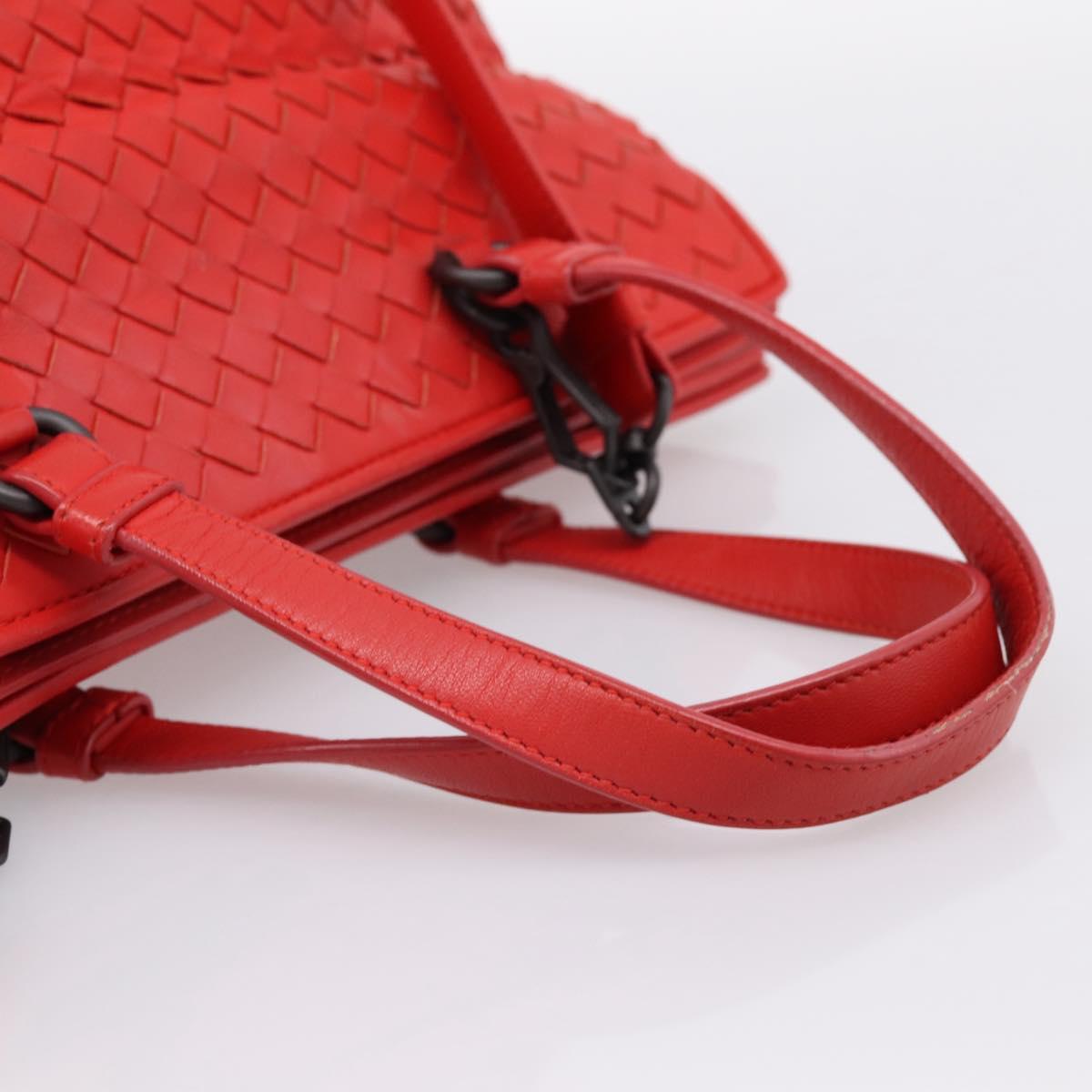 BOTTEGA VENETA INTRECCIATO Hand Bag 2way Red Auth 198653A