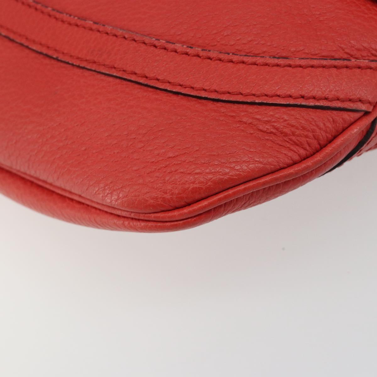 GUCCI Abbey Shoulder Bag Leather Outlet Red Silver 265691 Auth 198654