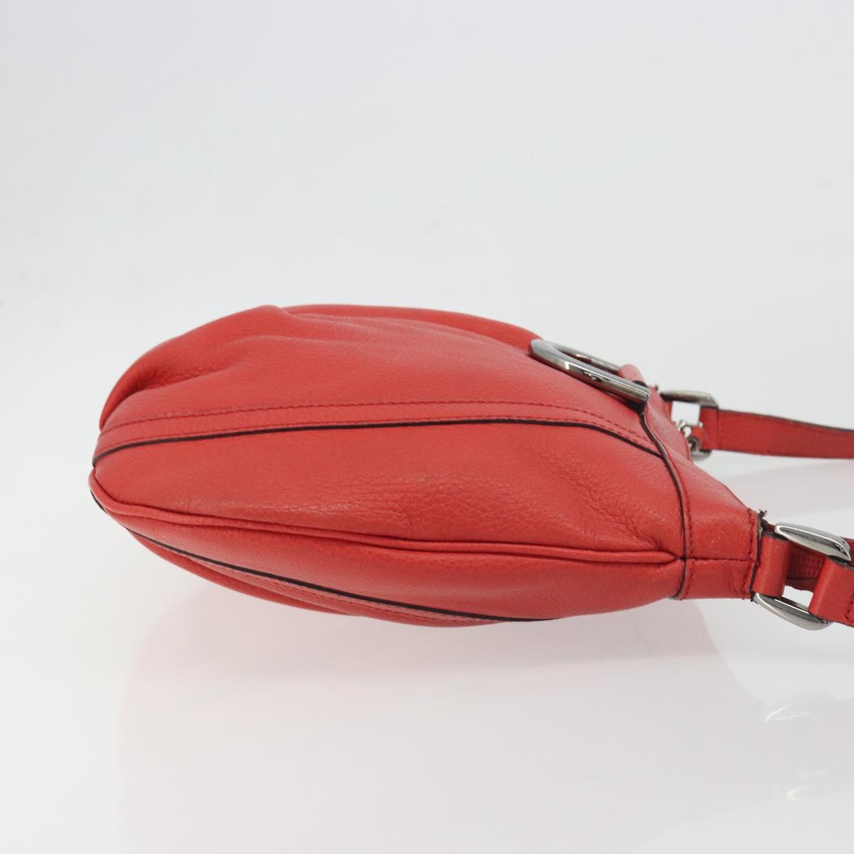 GUCCI Abbey Shoulder Bag Leather Outlet Red Silver 265691 Auth 198654