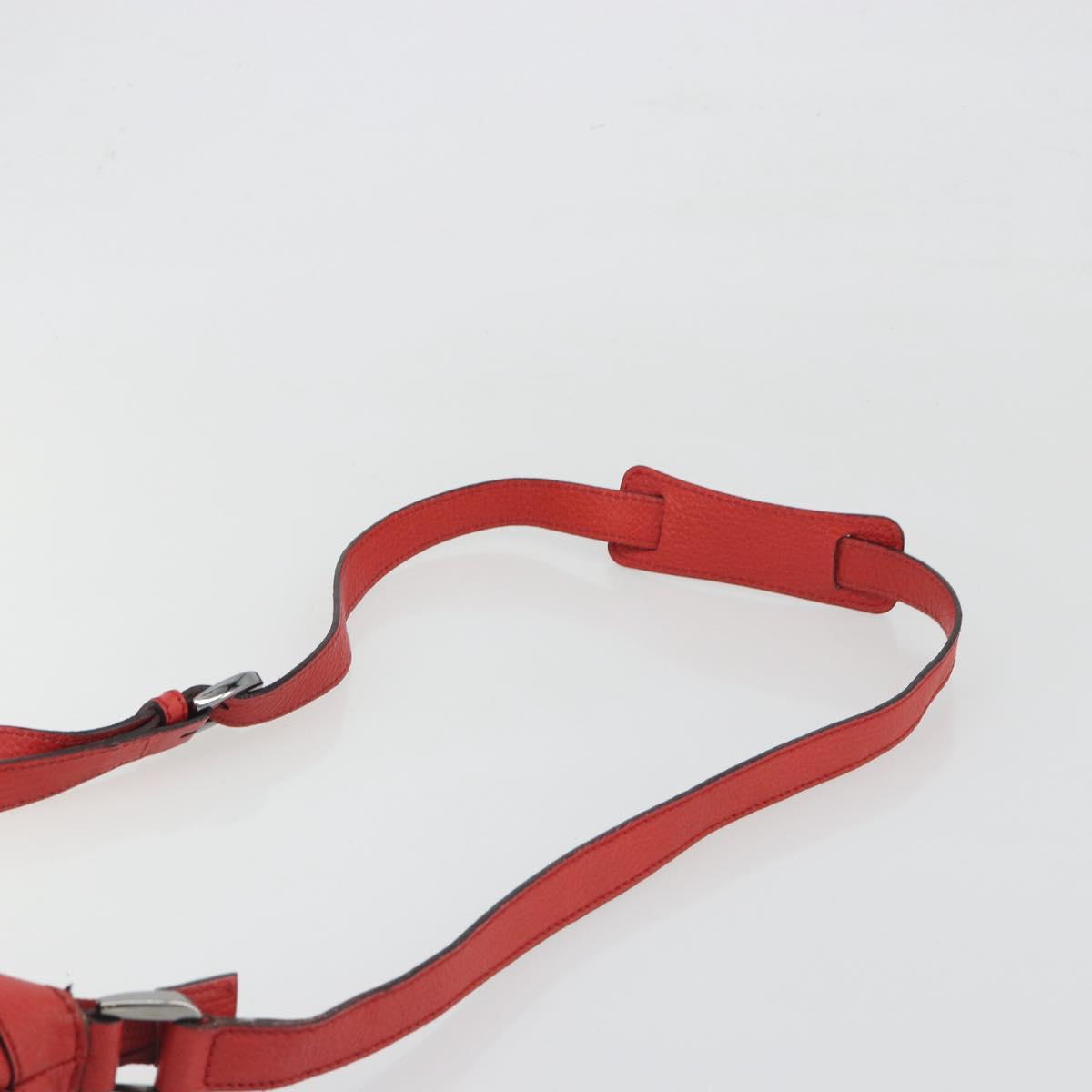 GUCCI Abbey Shoulder Bag Leather Outlet Red Silver 265691 Auth 198654