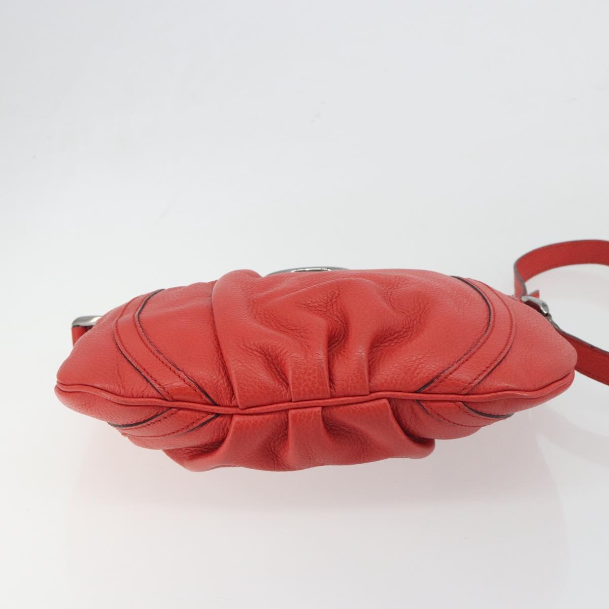 GUCCI Abbey Shoulder Bag Leather Outlet Red Silver 265691 Auth 198654