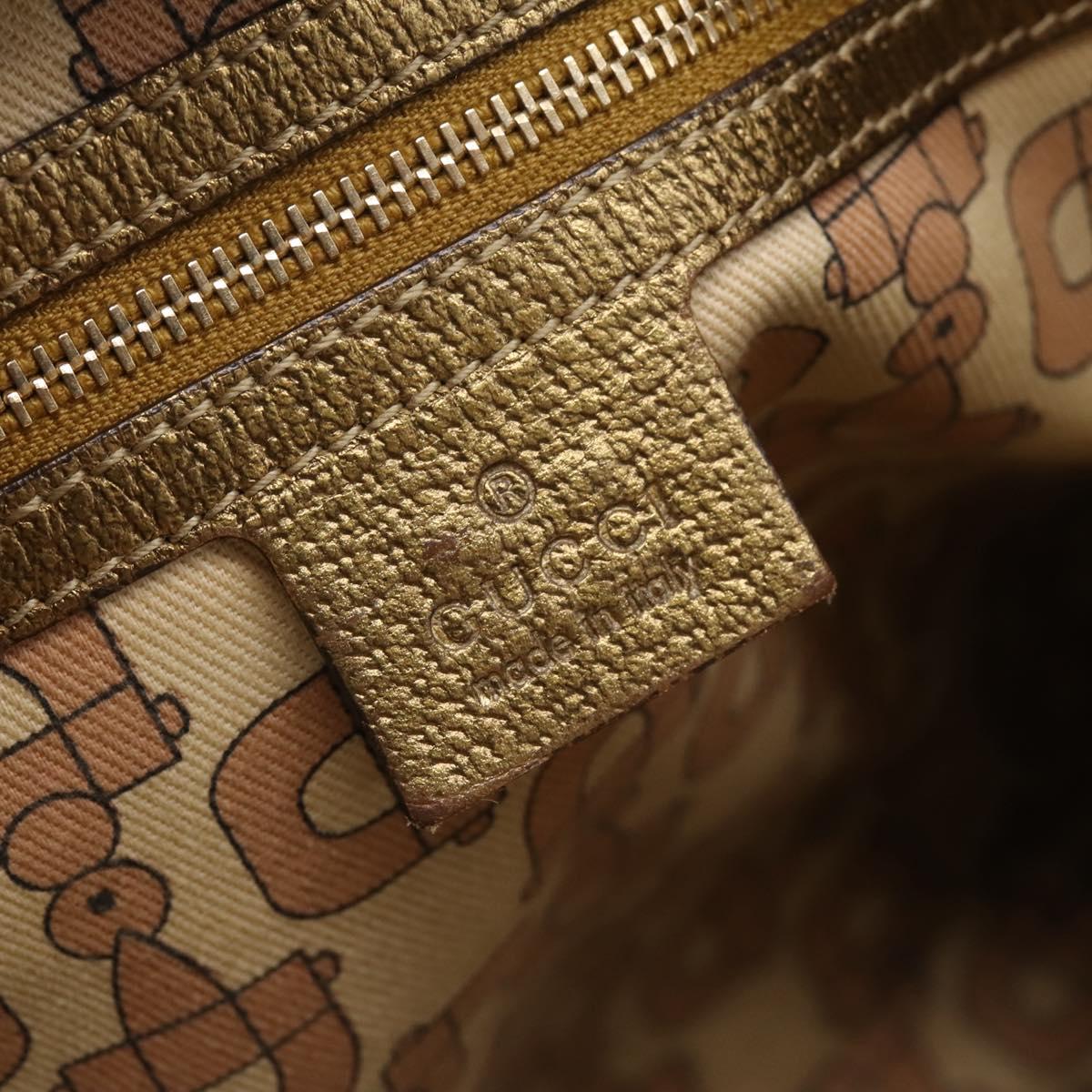 GUCCI GG Canvas Sherry Line Shoulder Bag Beige Gold Tone 144388 Auth 198655