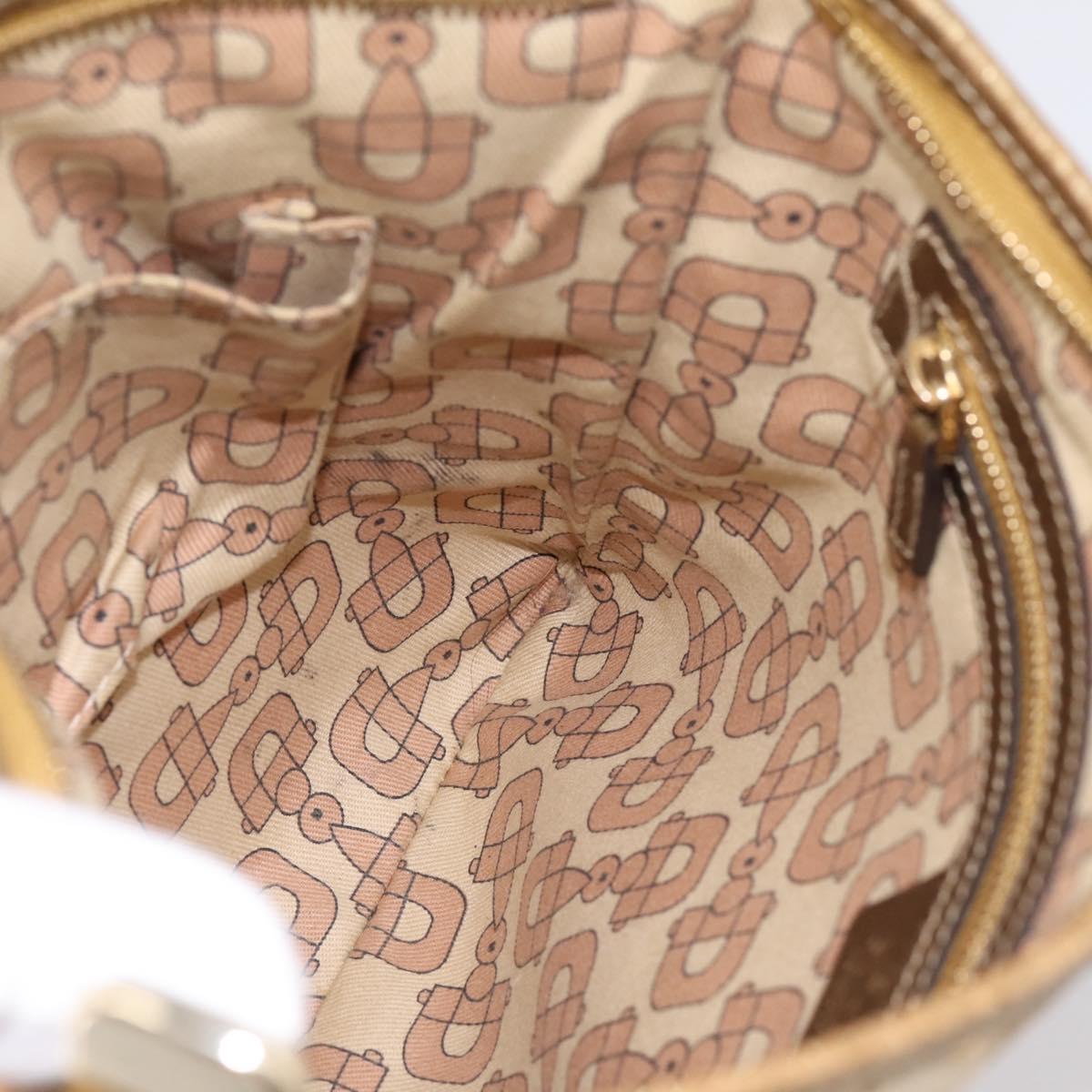 GUCCI GG Canvas Sherry Line Shoulder Bag Beige Gold Tone 144388 Auth 198655