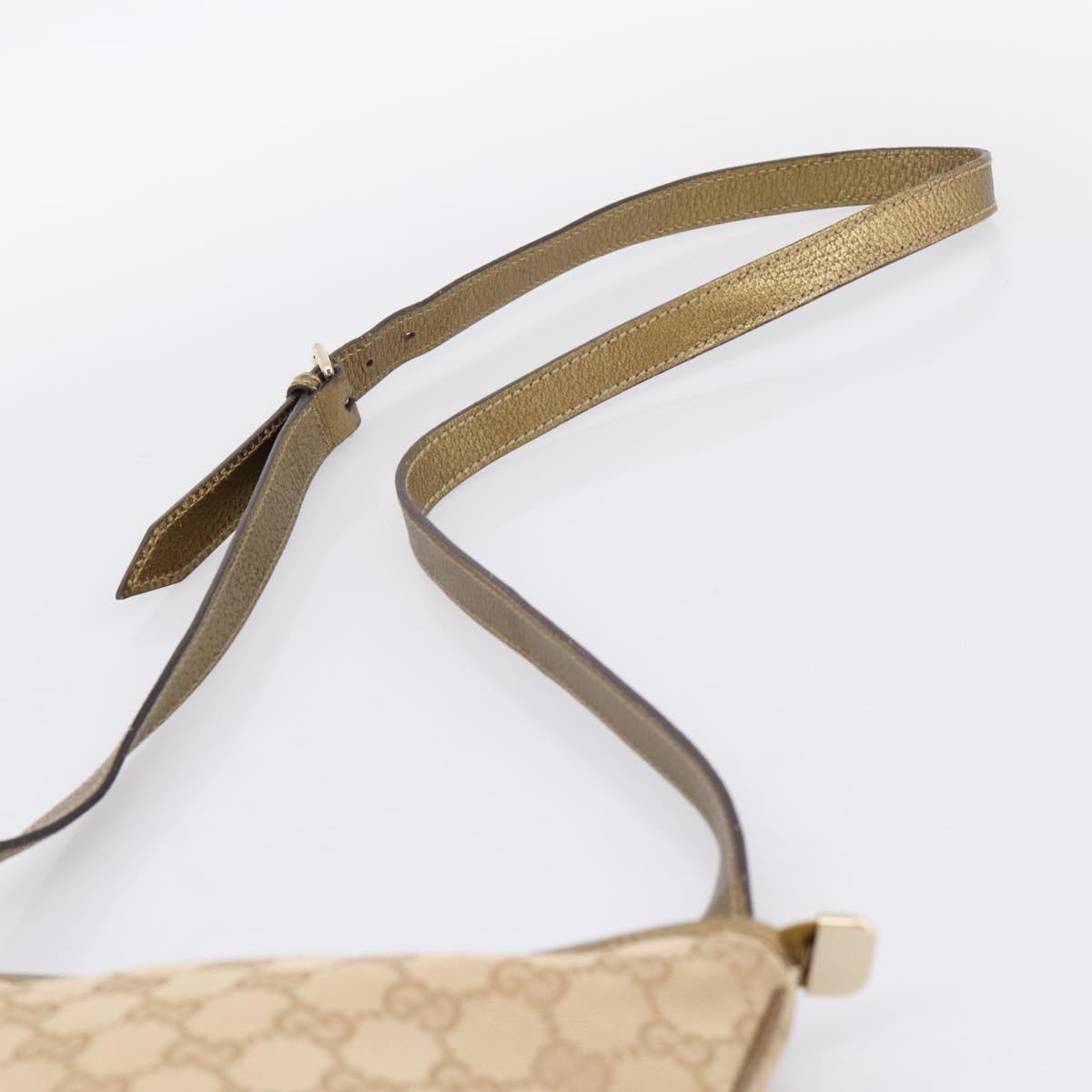 GUCCI GG Canvas Sherry Line Shoulder Bag Beige Gold Tone 144388 Auth 198655