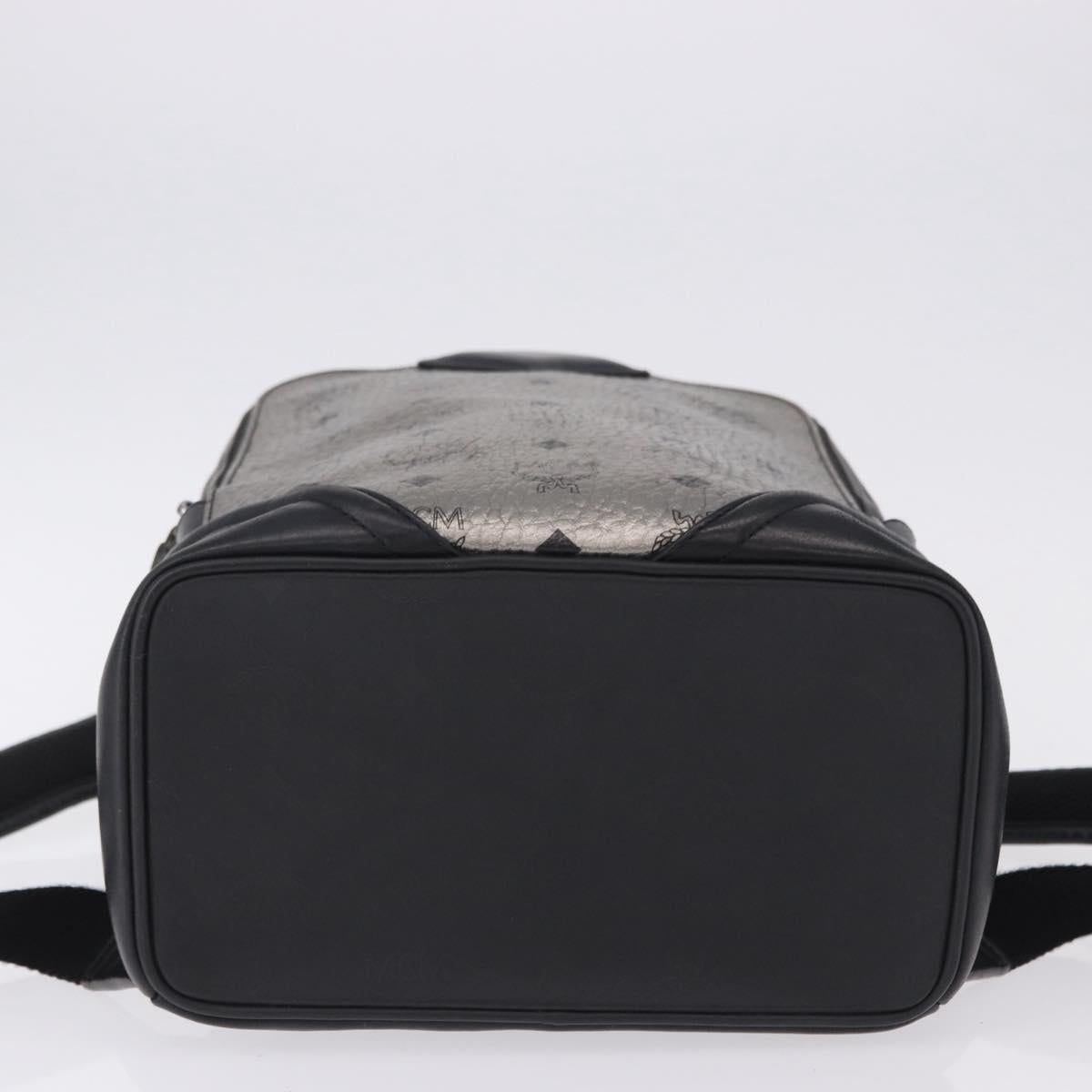 MCM Vicetos Backpack Leather Silver Auth 198656