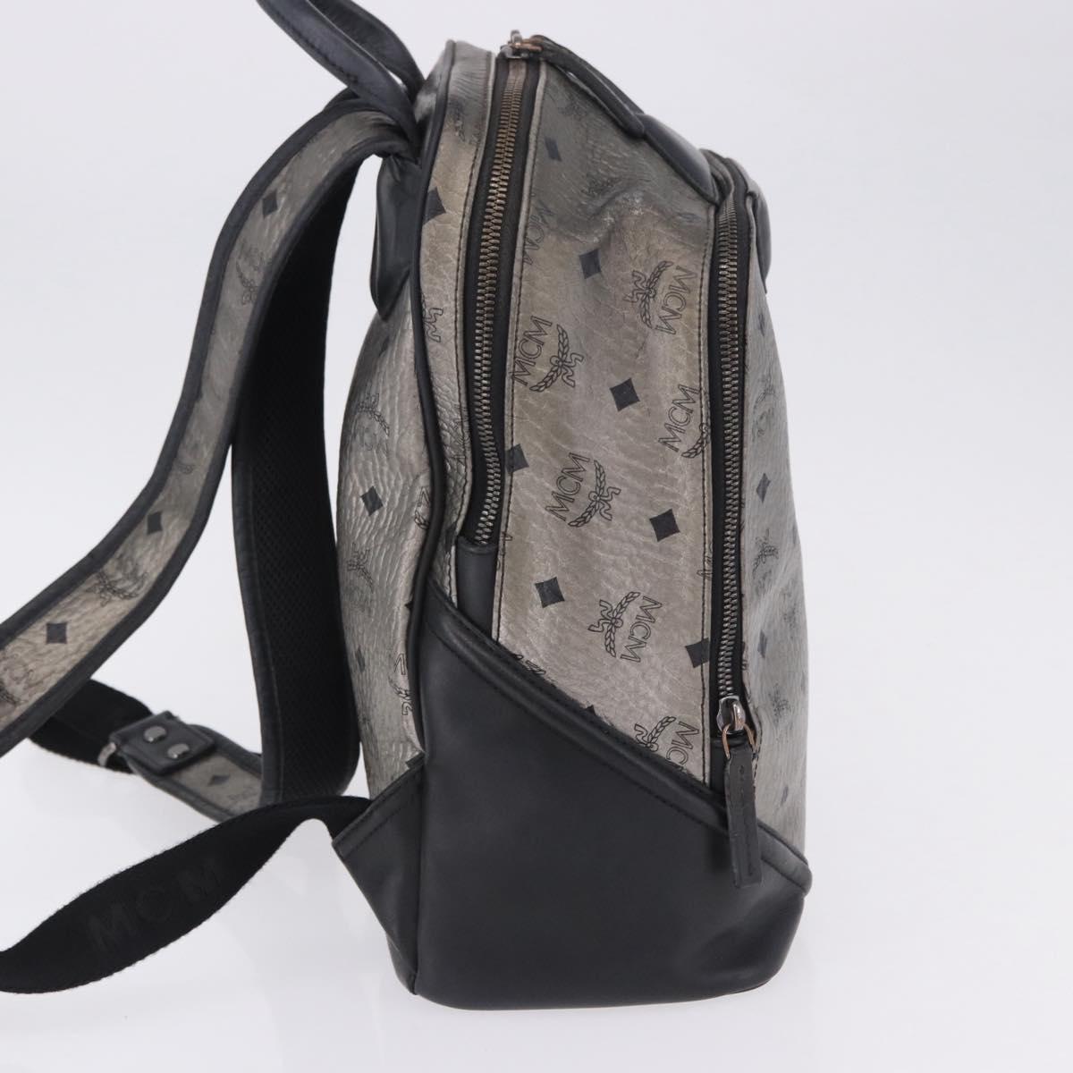 MCM Vicetos Backpack Leather Silver Auth 198656