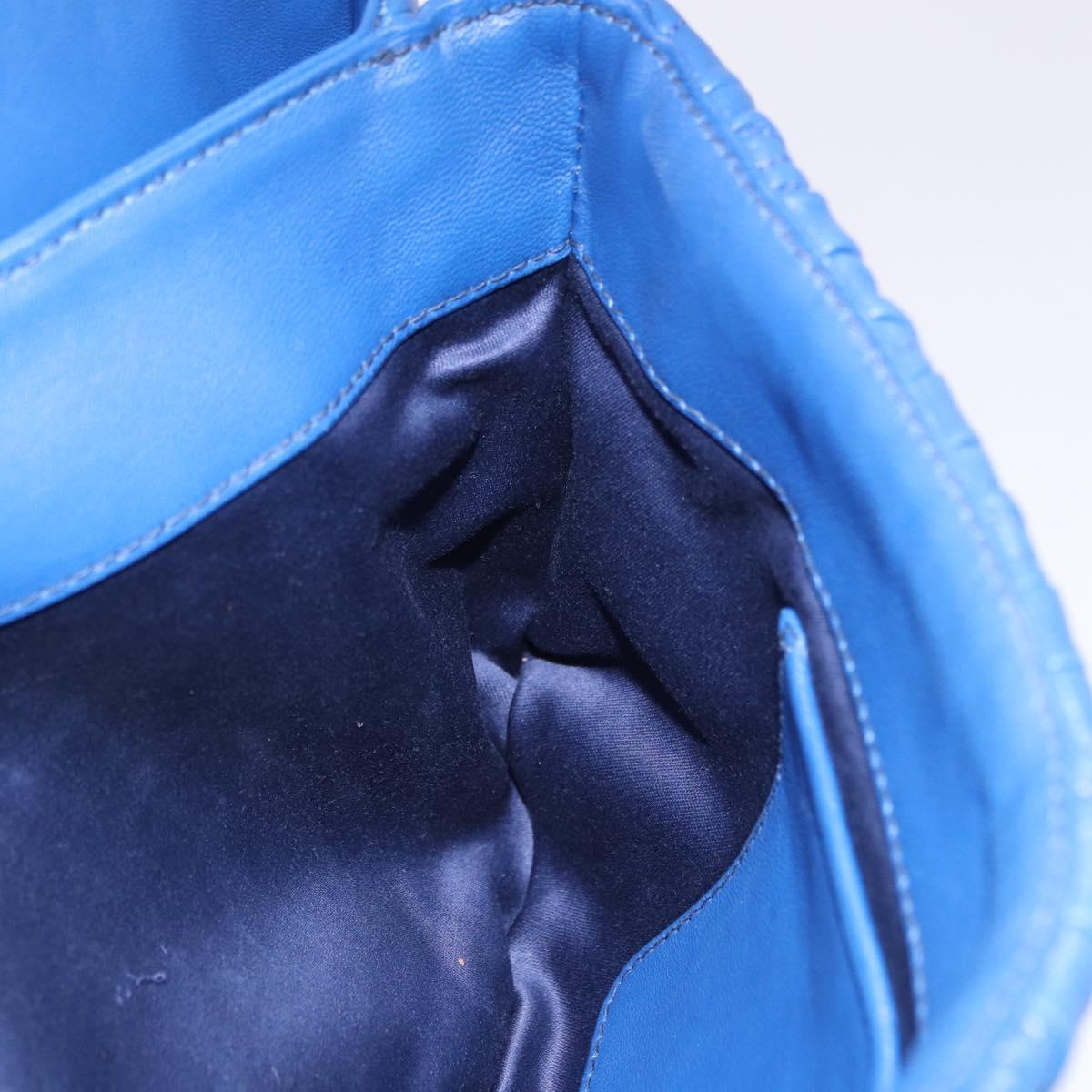 Miu Miu Matelasse Shoulder Bag Leather 2way Blue Gold Tone Auth 198657A