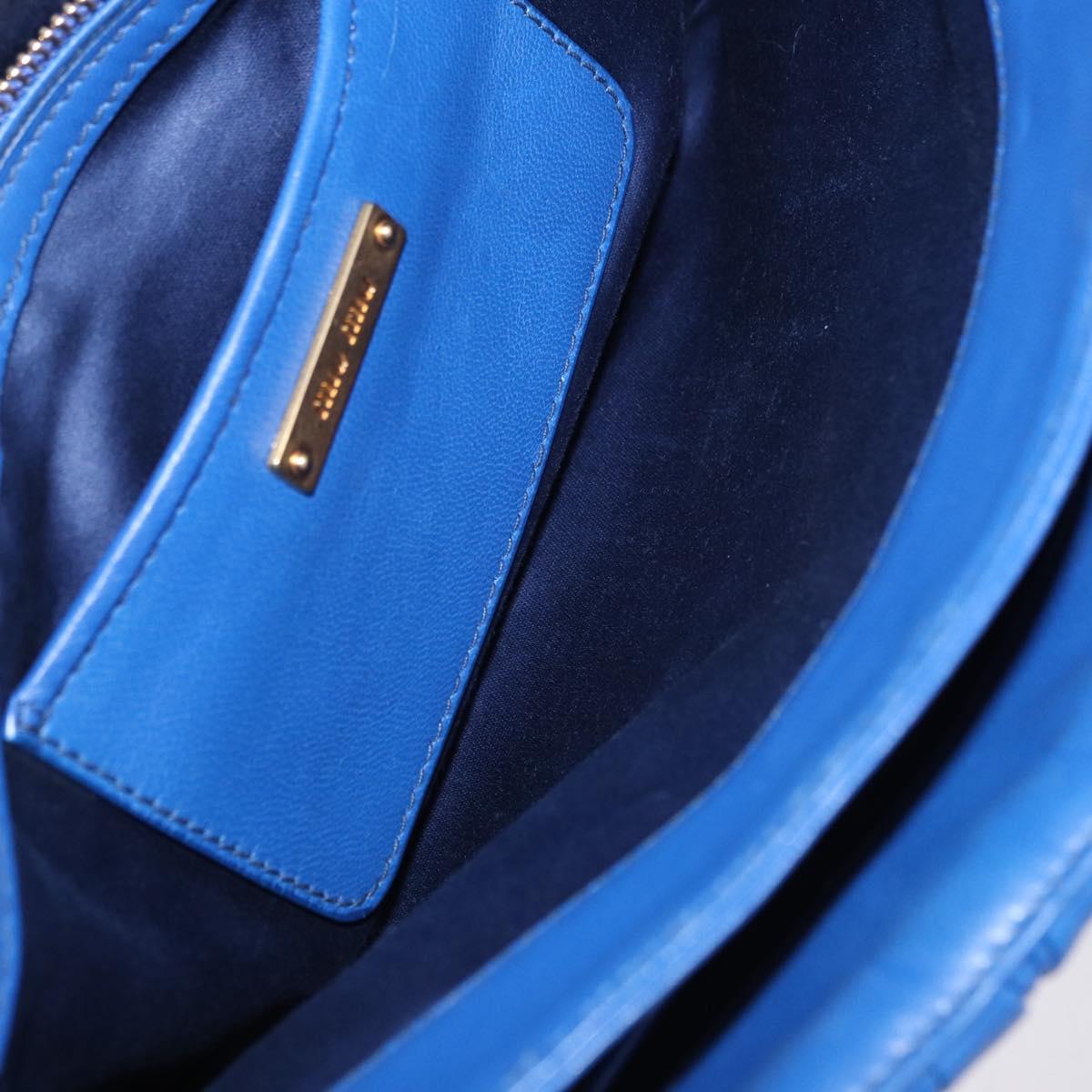 Miu Miu Matelasse Shoulder Bag Leather 2way Blue Gold Tone Auth 198657A