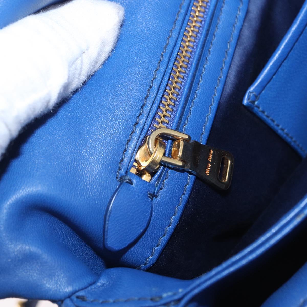Miu Miu Matelasse Shoulder Bag Leather 2way Blue Gold Tone Auth 198657A