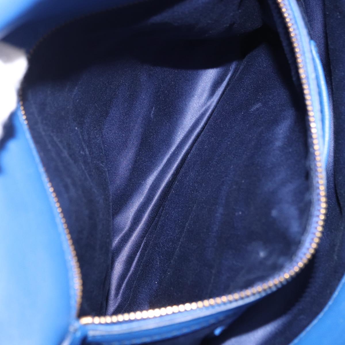 Miu Miu Matelasse Shoulder Bag Leather 2way Blue Gold Tone Auth 198657A