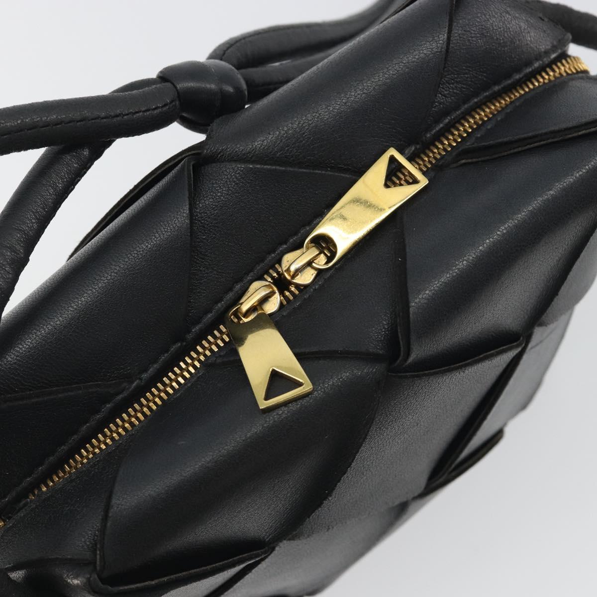 BOTTEGA VENETA MAXI INTRECCIATO Shoulder Bag Leather Black Gold Auth 198658A