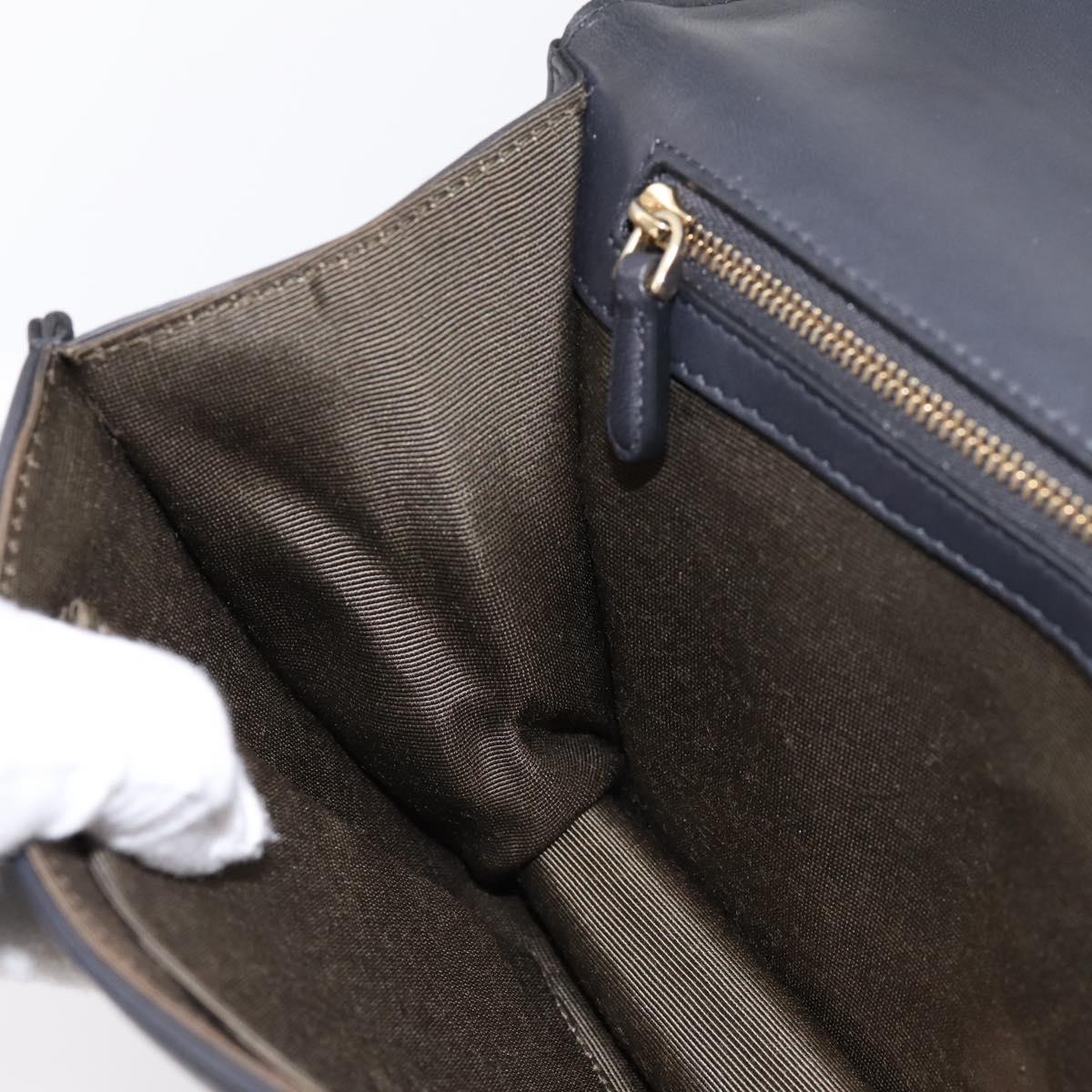 Christian Dior Diorama Chain Shoulder Bag Leather Black Gold Tone Auth 198661A