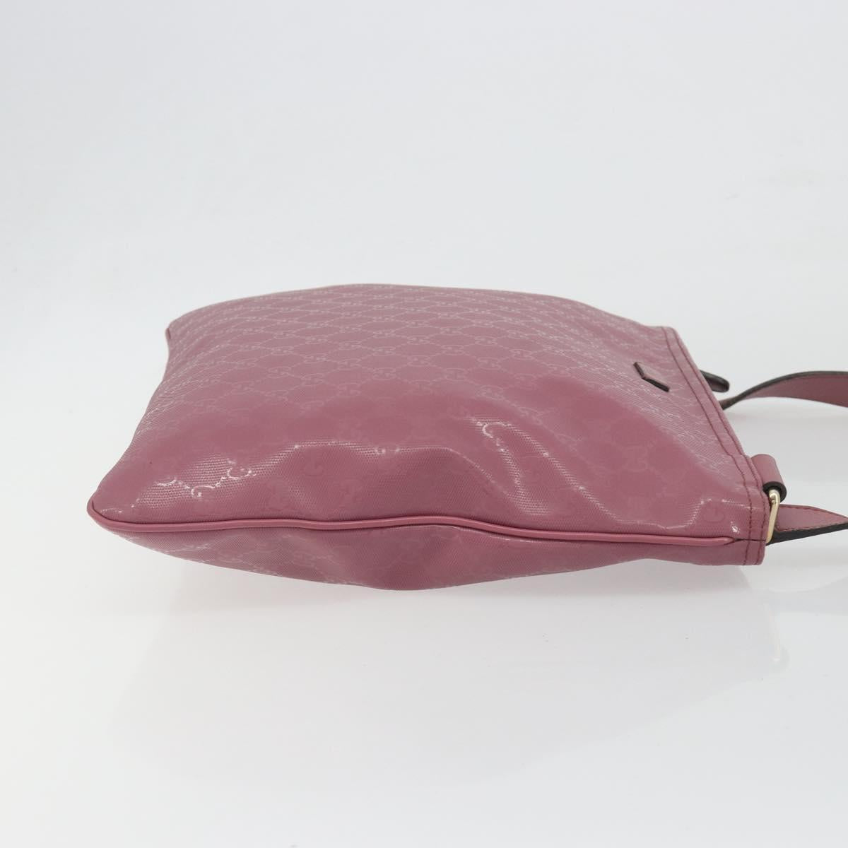 GUCCI GG Implementation Shoulder Bag PVC Leather Purple Gold 201446 Auth 198663A