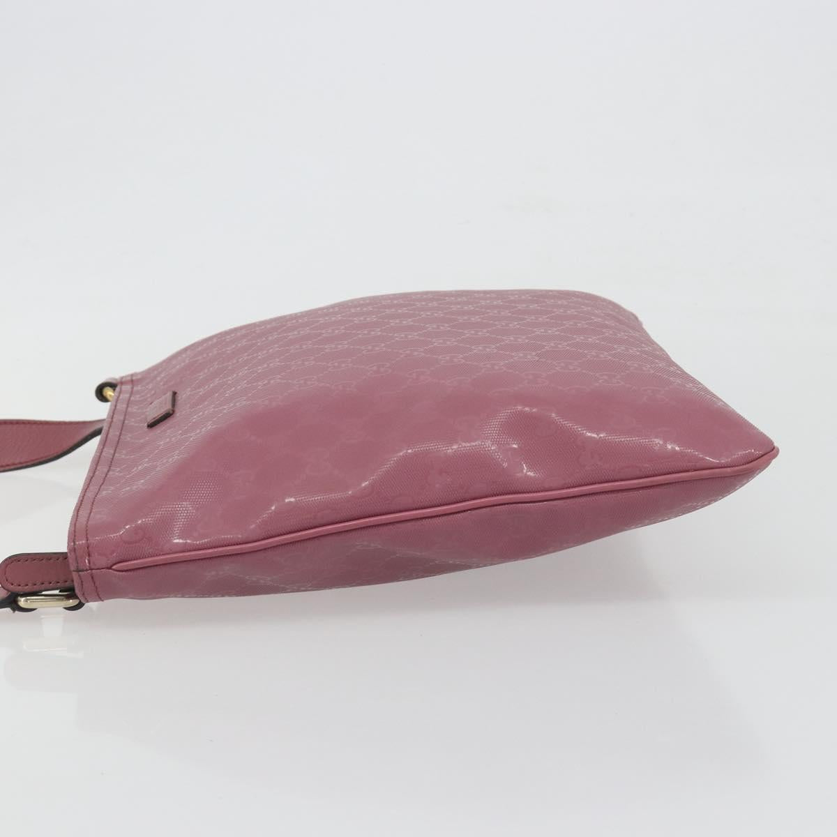 GUCCI GG Implementation Shoulder Bag PVC Leather Purple Gold 201446 Auth 198663A