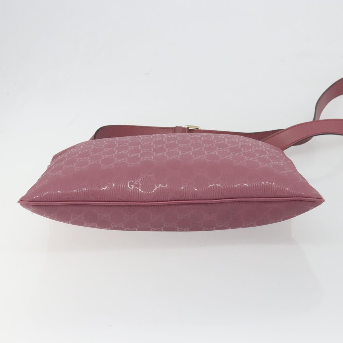 GUCCI GG Implementation Shoulder Bag PVC Leather Purple Gold 201446 Auth 198663A