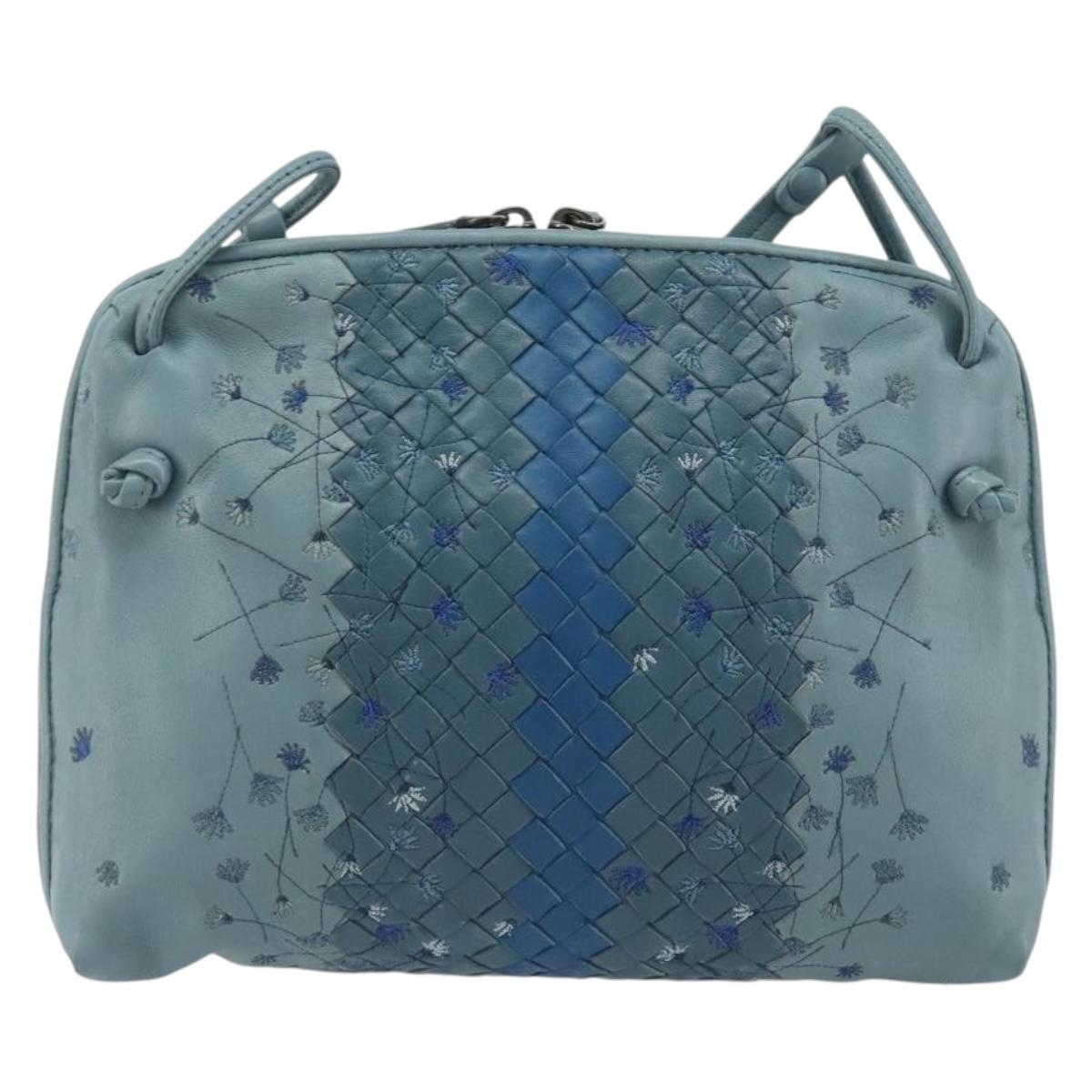 BOTTEGA VENETA INTRECCIATO Shoulder Bag Leather Light Blue Auth 198667A