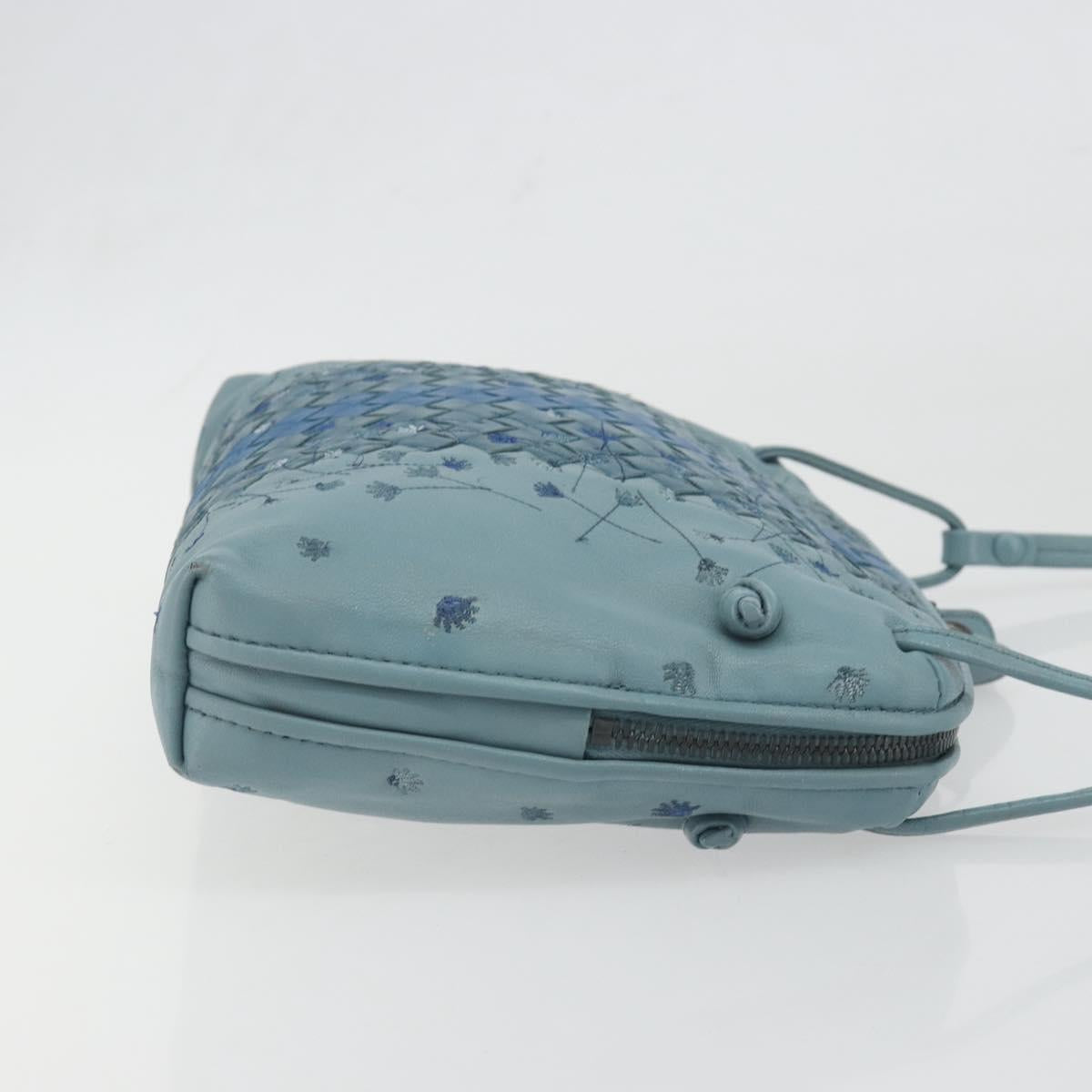 BOTTEGA VENETA INTRECCIATO Shoulder Bag Leather Light Blue Auth 198667A