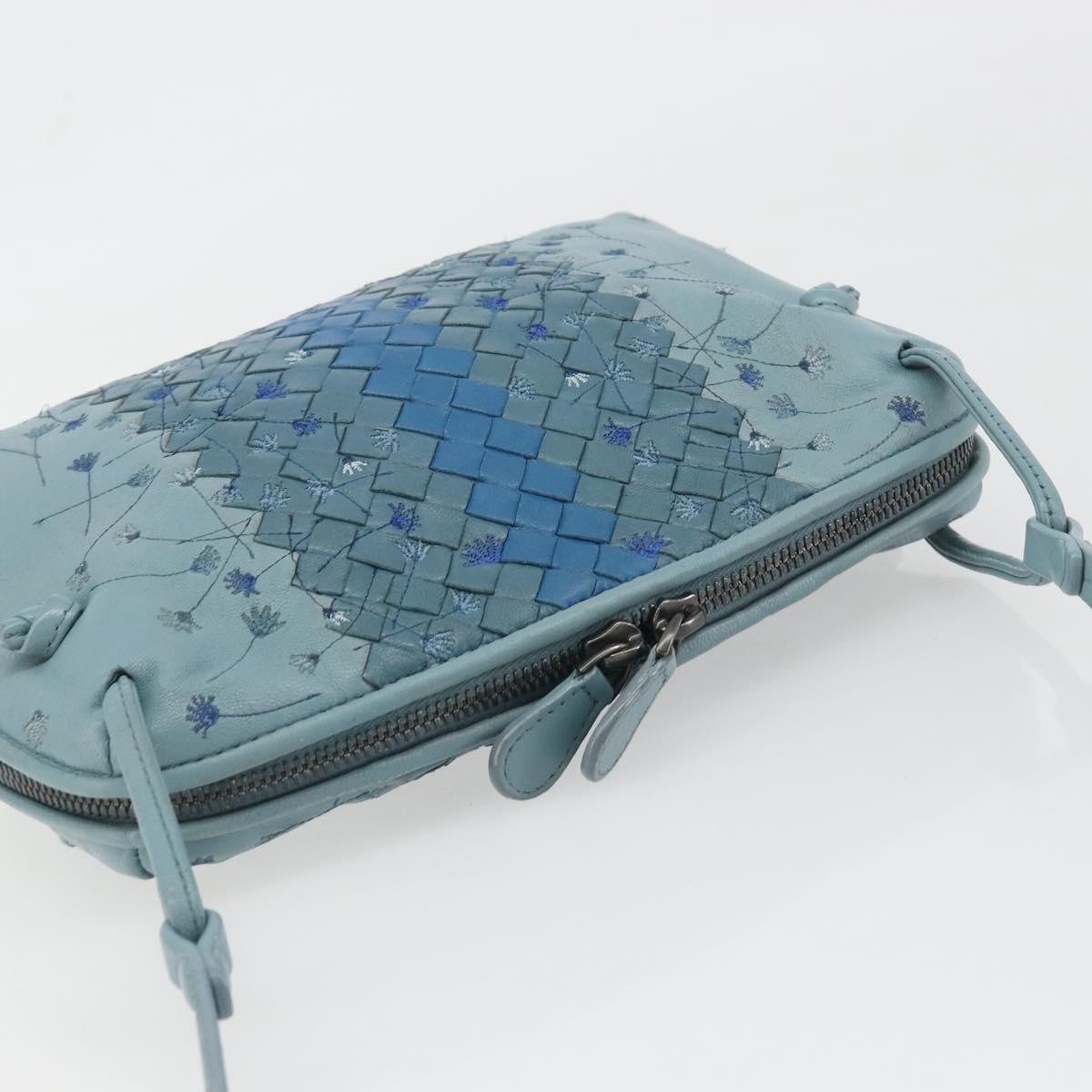 BOTTEGA VENETA INTRECCIATO Shoulder Bag Leather Light Blue Auth 198667A