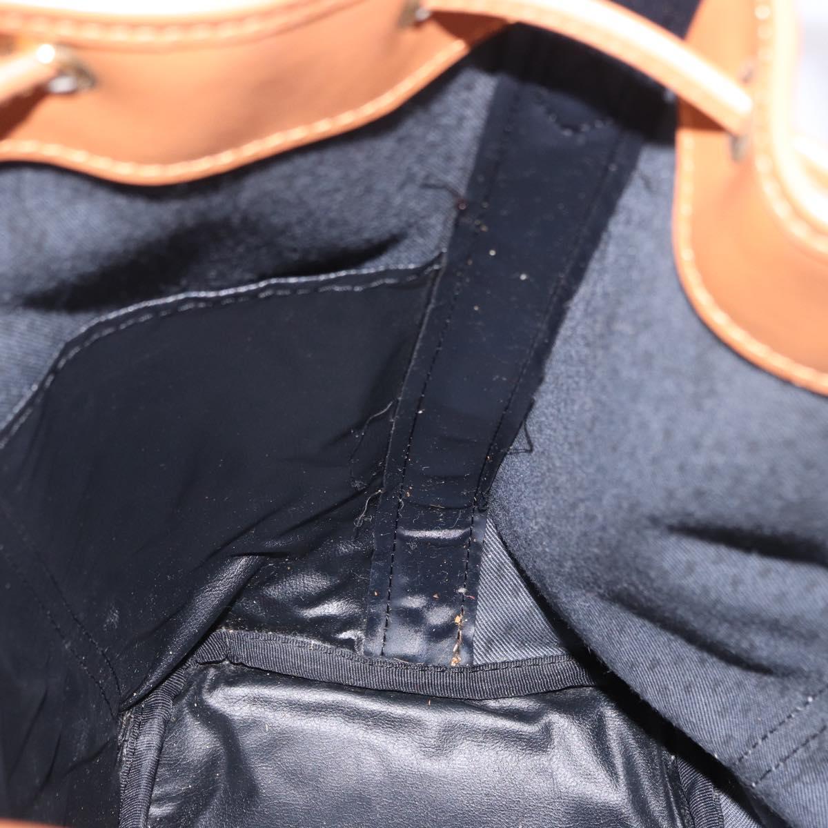 SAINT LAURENT Shoulder Bag Canvas Black Gold Tone Auth 198668A