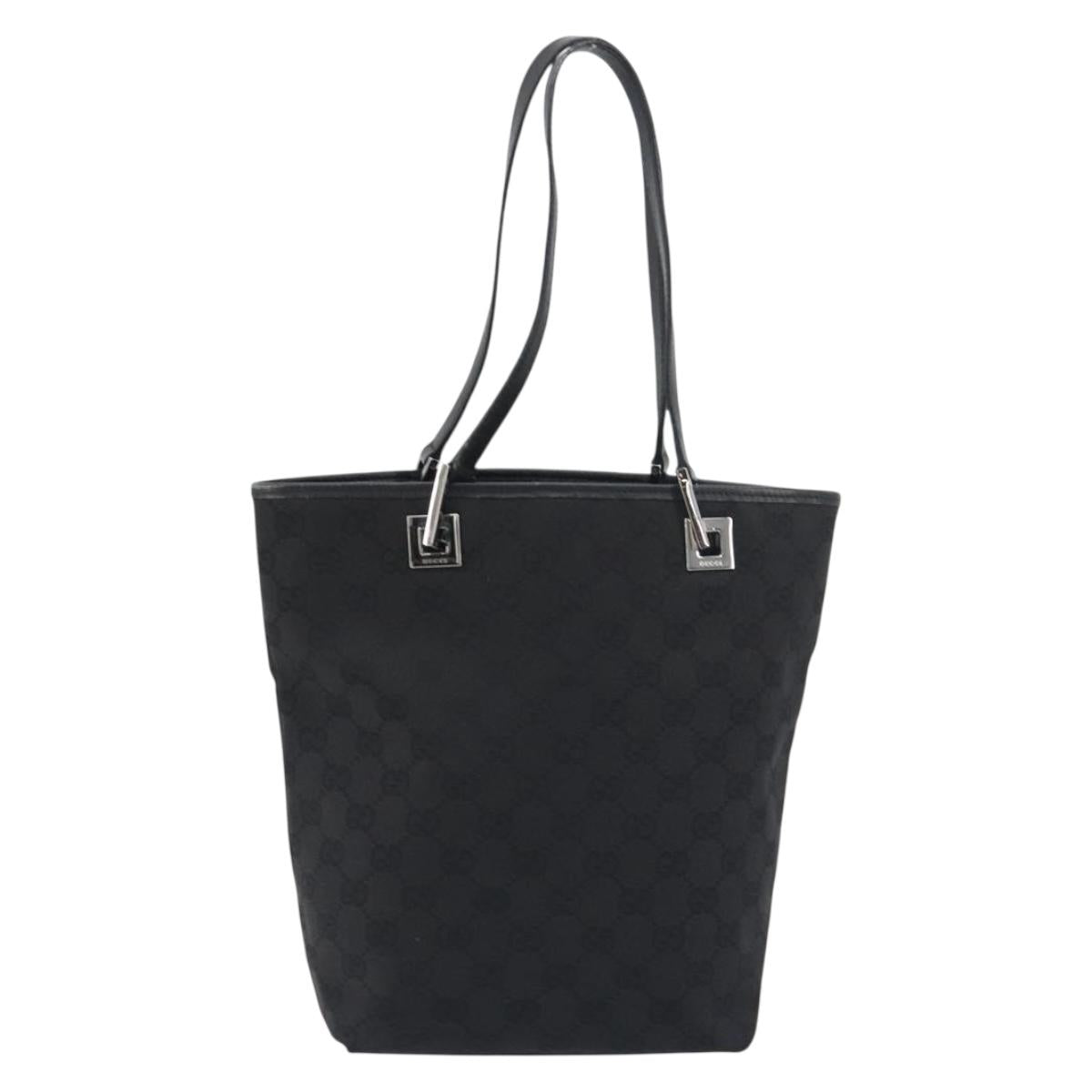 GUCCI GG Canvas Tote Bag Black Silver 31244 Auth 198669A