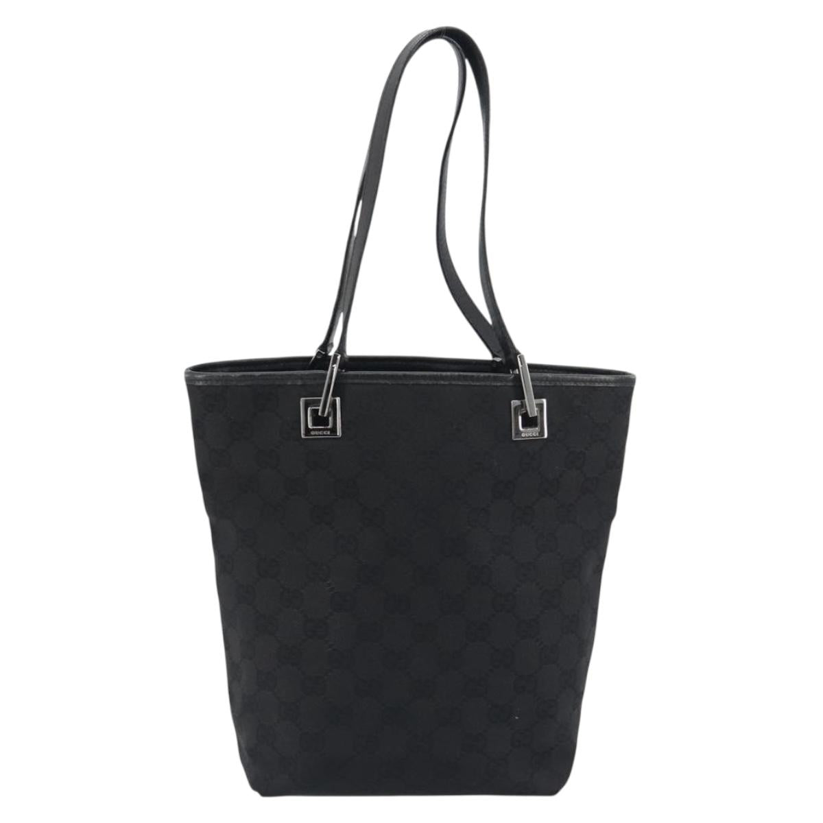 GUCCI GG Canvas Tote Bag Black Silver 31244 Auth 198669A