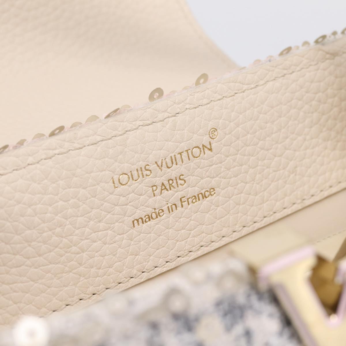 LOUIS VUITTON Capusine Hand Bag tweed Ivory LV Auth 198671SAM
