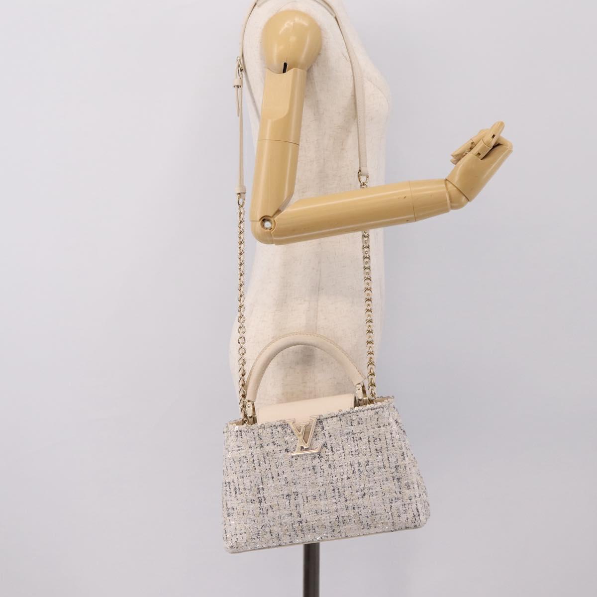 LOUIS VUITTON Capusine Hand Bag tweed Ivory LV Auth 198671SAM