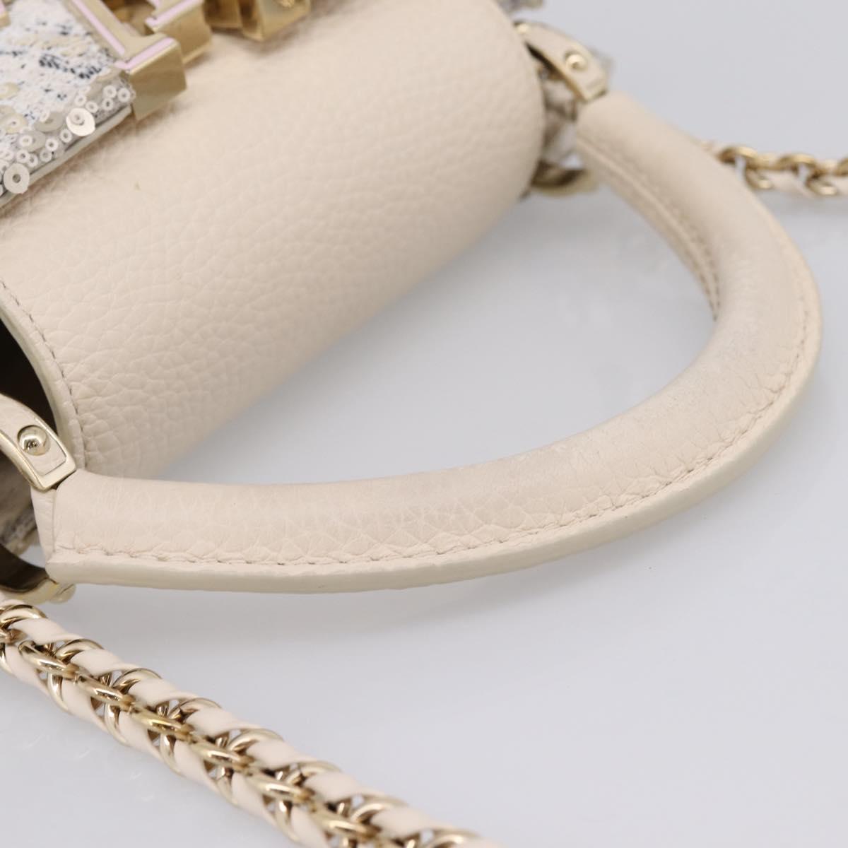 LOUIS VUITTON Capusine Hand Bag tweed Ivory LV Auth 198671SAM