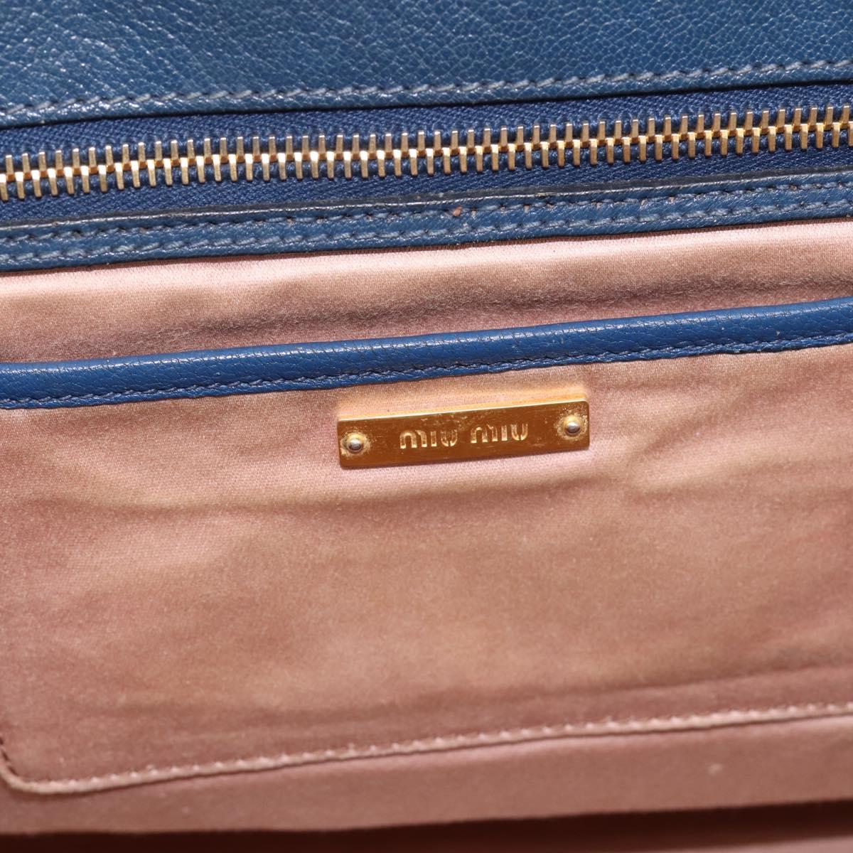 Miu Miu Hand Bag Leather 2way Blue Gold Tone Auth 198672A