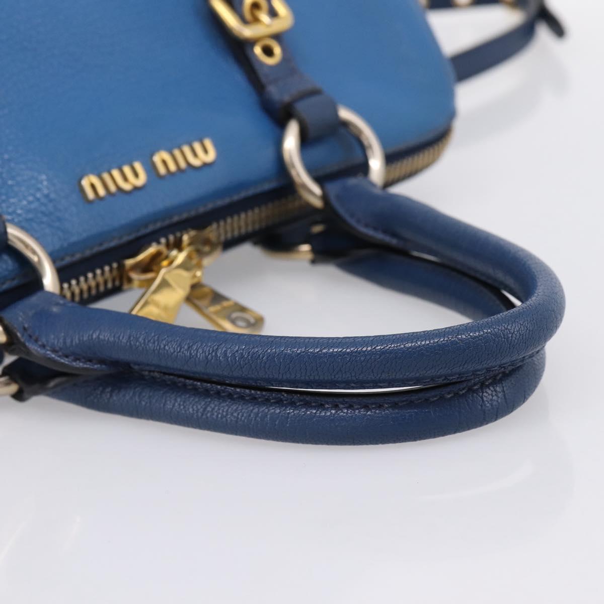 Miu Miu Hand Bag Leather 2way Blue Gold Tone Auth 198672A
