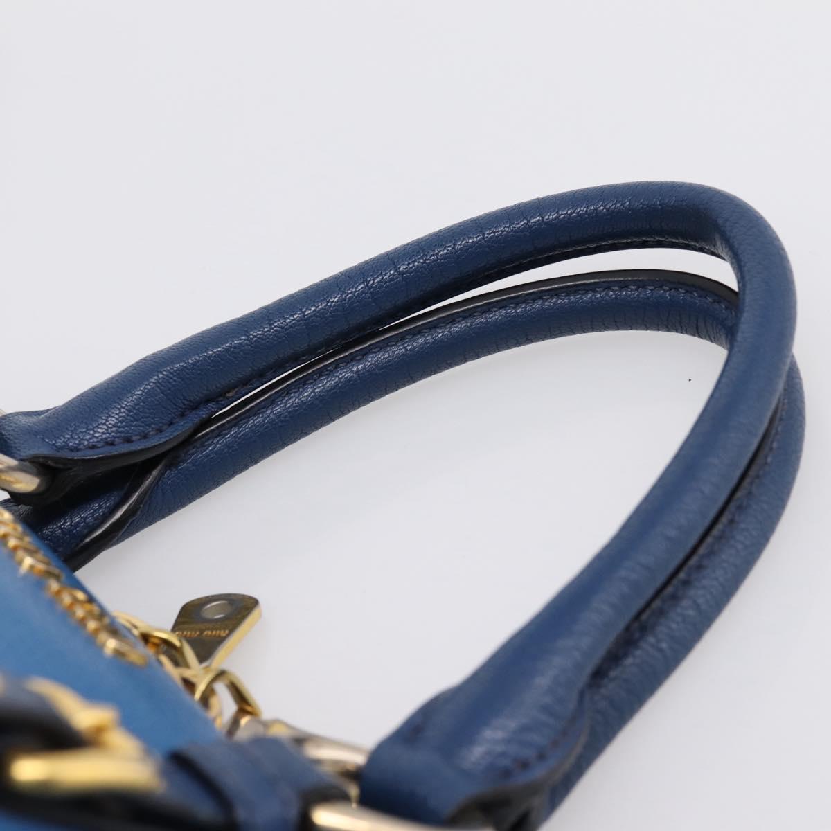 Miu Miu Hand Bag Leather 2way Blue Gold Tone Auth 198672A