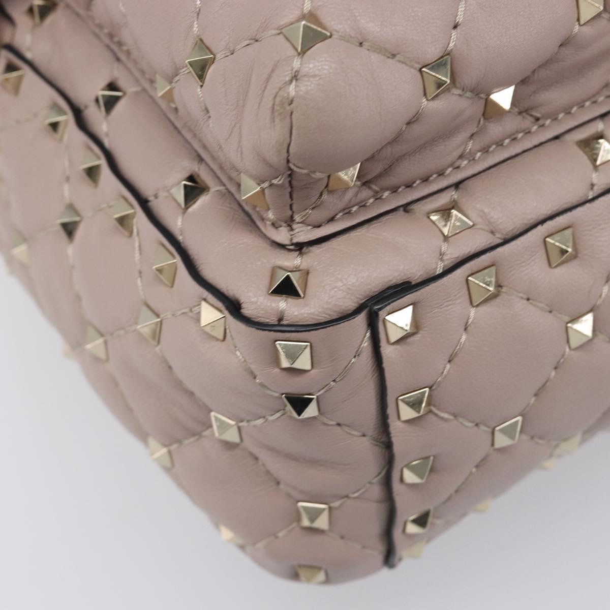 VALENTINO Rock studs Backpack Leather Beige Gold Tone Auth 198673M
