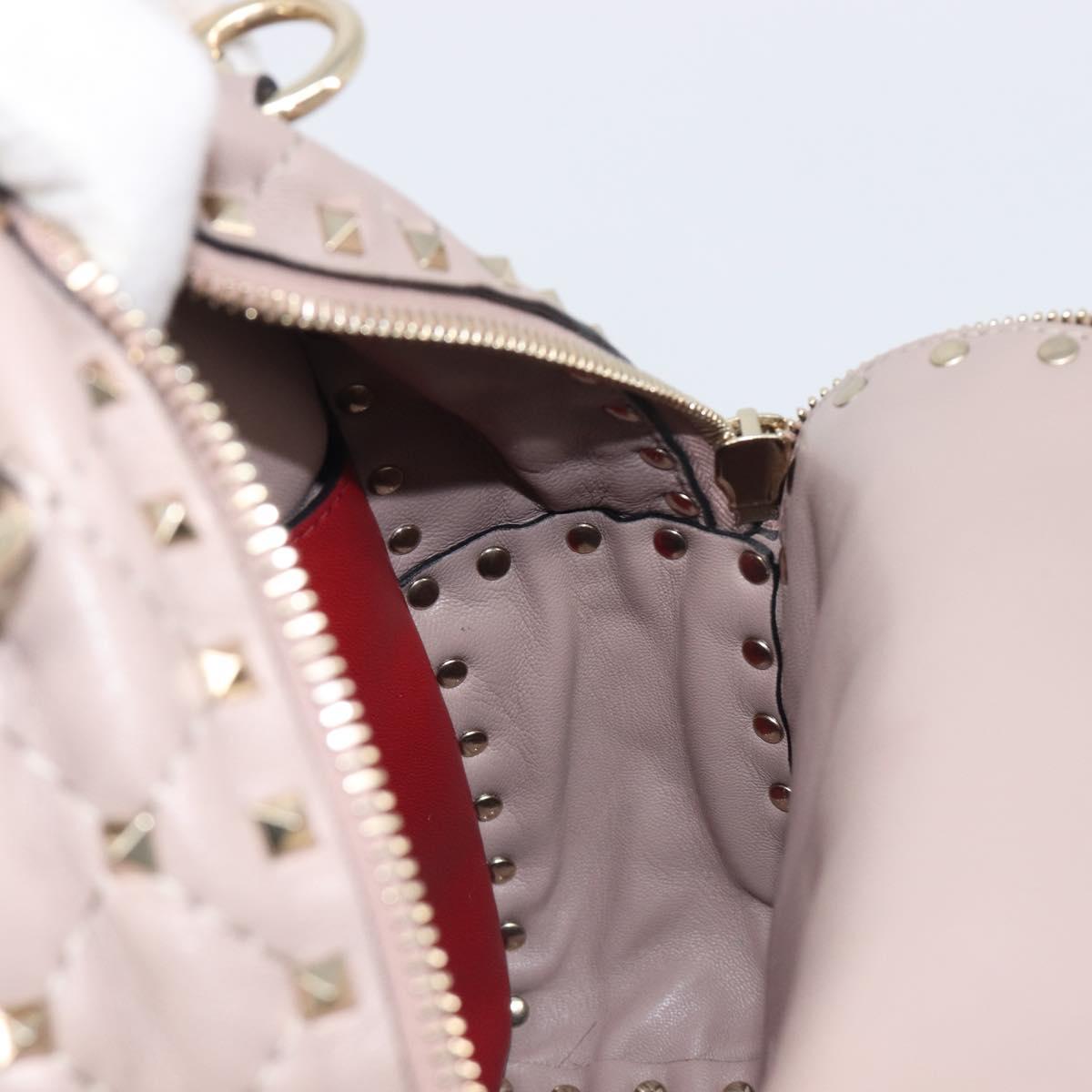 VALENTINO Rock studs Backpack Leather Beige Gold Tone Auth 198673M