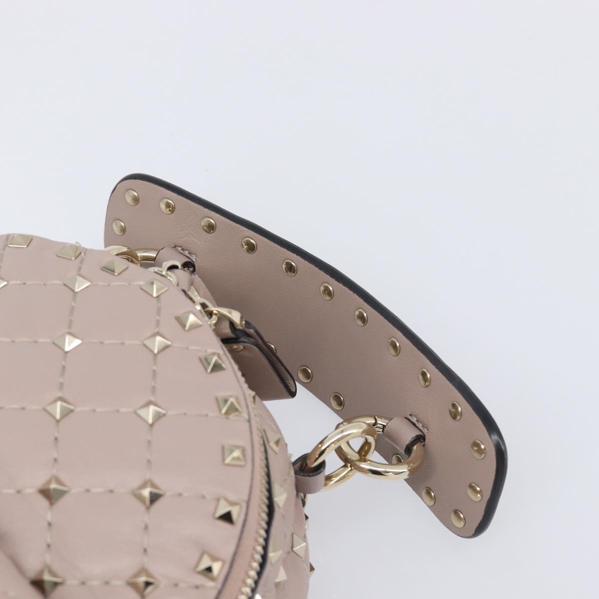 VALENTINO Rock studs Backpack Leather Beige Gold Tone Auth 198673M