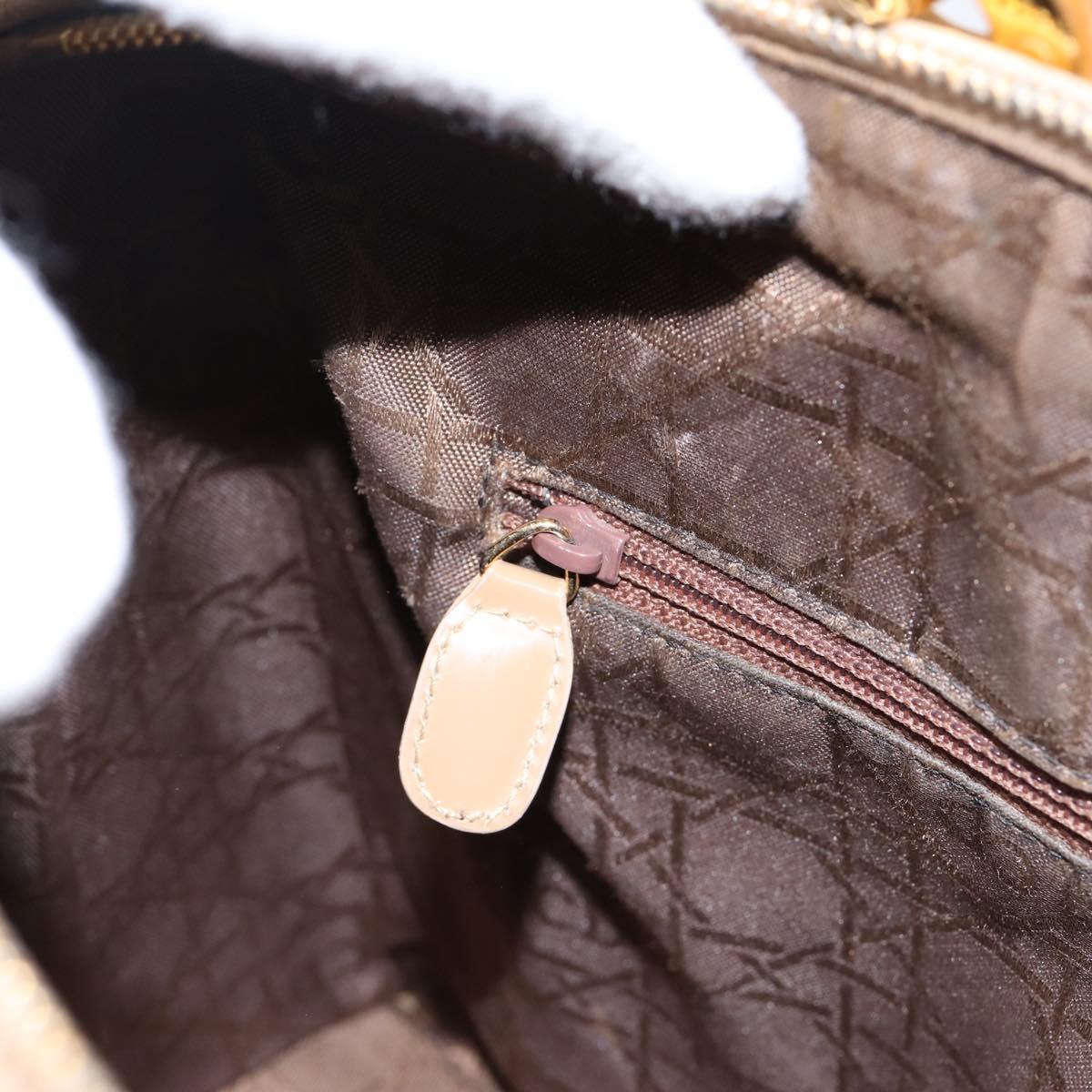Christian Dior Cannage Lady Dior Large Hand Bag Patent Beige Gold Auth 198677A