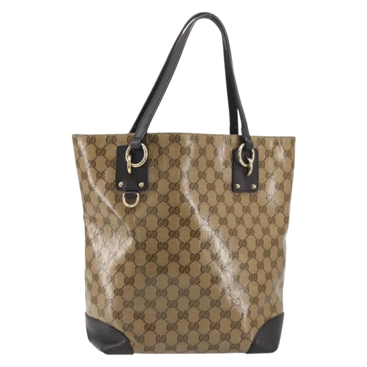 GUCCI GG Crystal Tote Bag Coated Canvas Outlet Beige Gold 353706 Auth 198678A