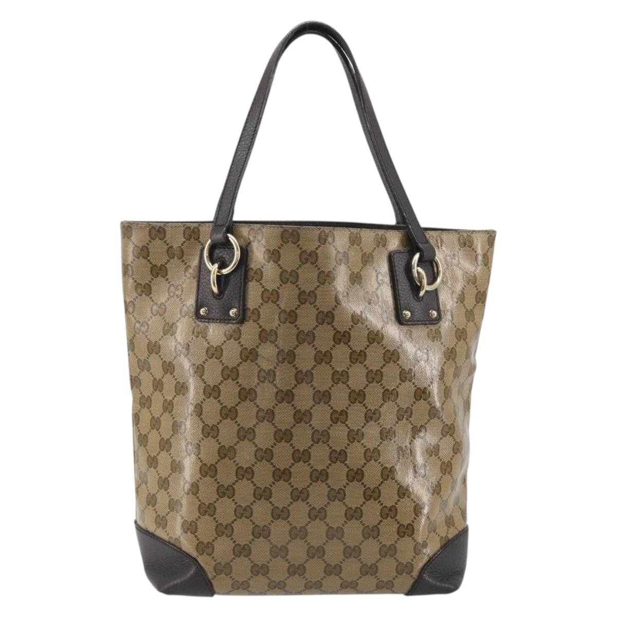 GUCCI GG Crystal Tote Bag Coated Canvas Outlet Beige Gold 353706 Auth 198678A