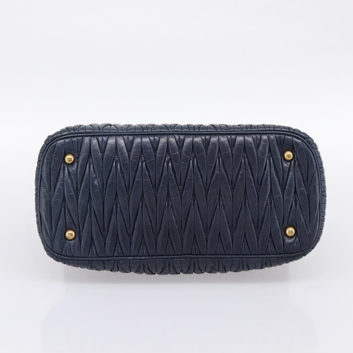 Miu Miu Matelasse Hand Bag Leather 2way Navy Gold Tone Auth 198679