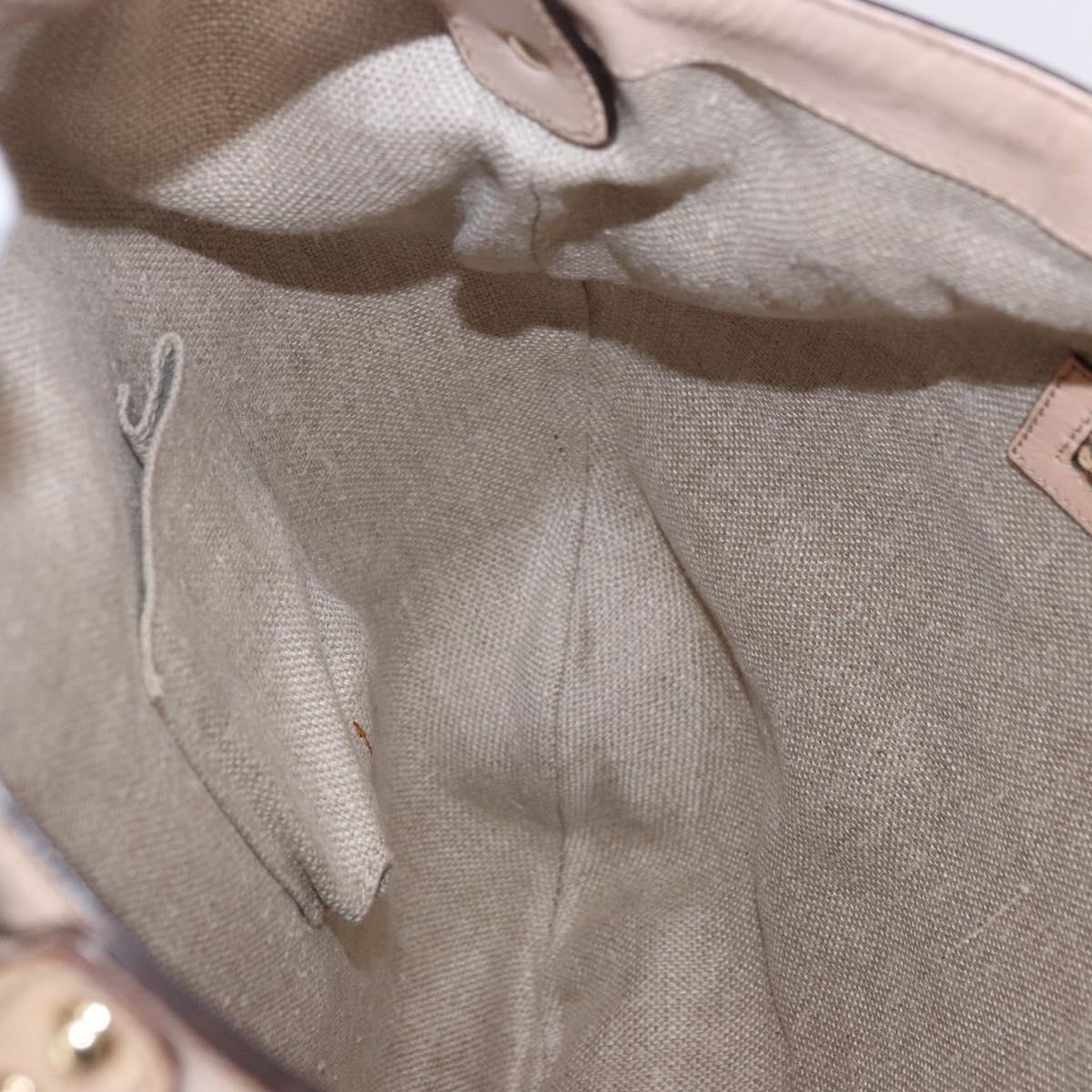 GUCCI Flora Horsebit Shoulder Bag Canvas Beige Gold 170014 Auth 198680M