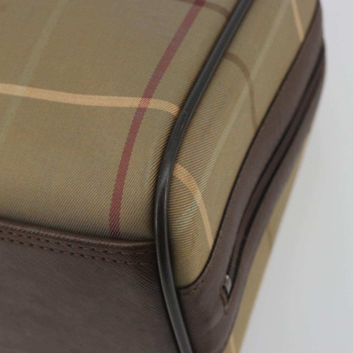 Burberrys Nova Check Hand Bag Canvas Brown Gold Auth 198681